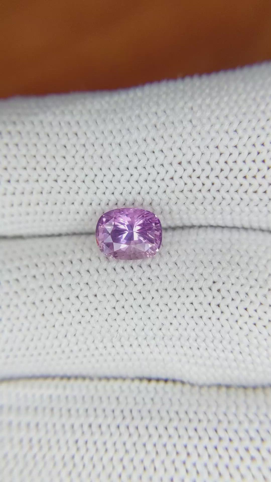 1.59 Ct. Pinkish Purple Sapphire from Ceylon (Sri Lanka) Size Video