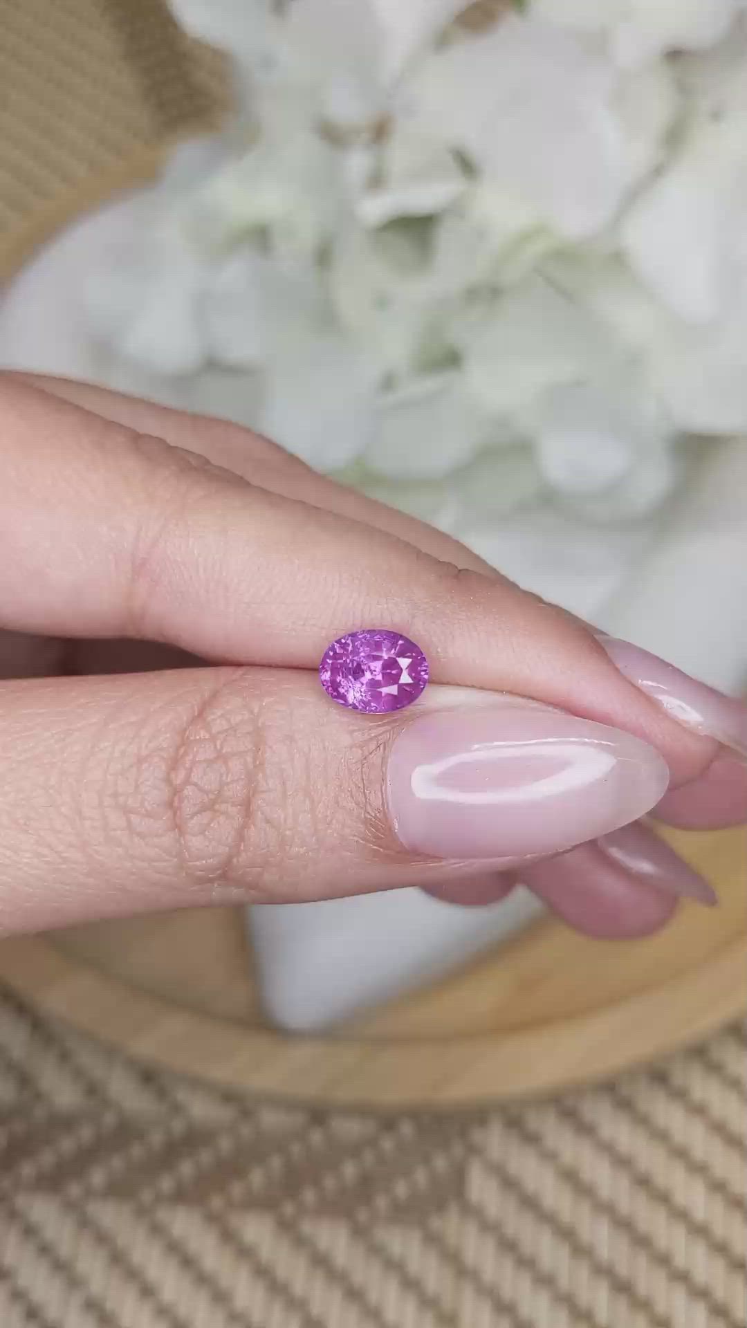 1.61 Ct. Pinkish Purple Sapphire from Ceylon (Sri Lanka) Size Video
