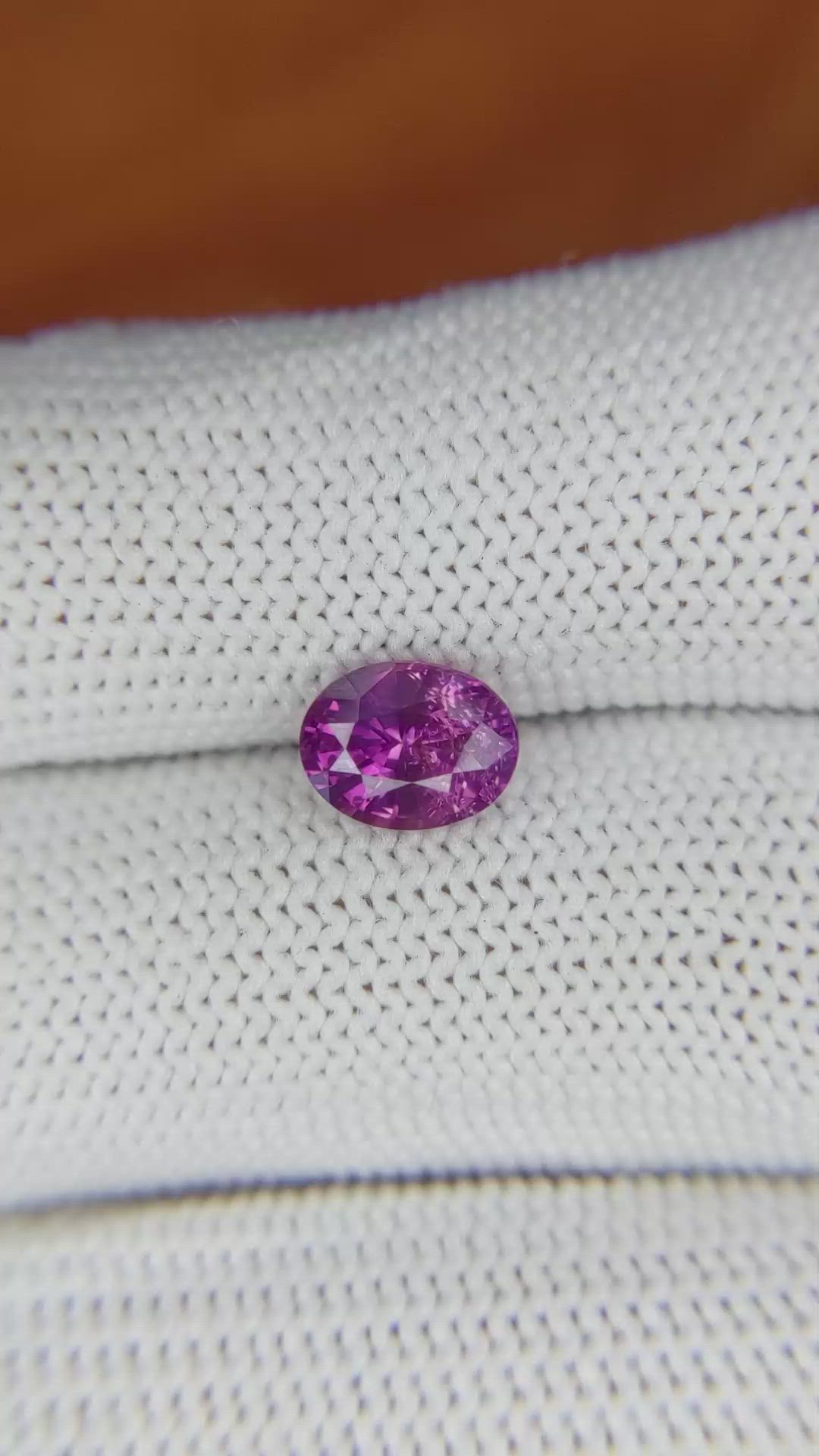 1.61 Ct. Pinkish Purple Sapphire from Ceylon (Sri Lanka) Size Video