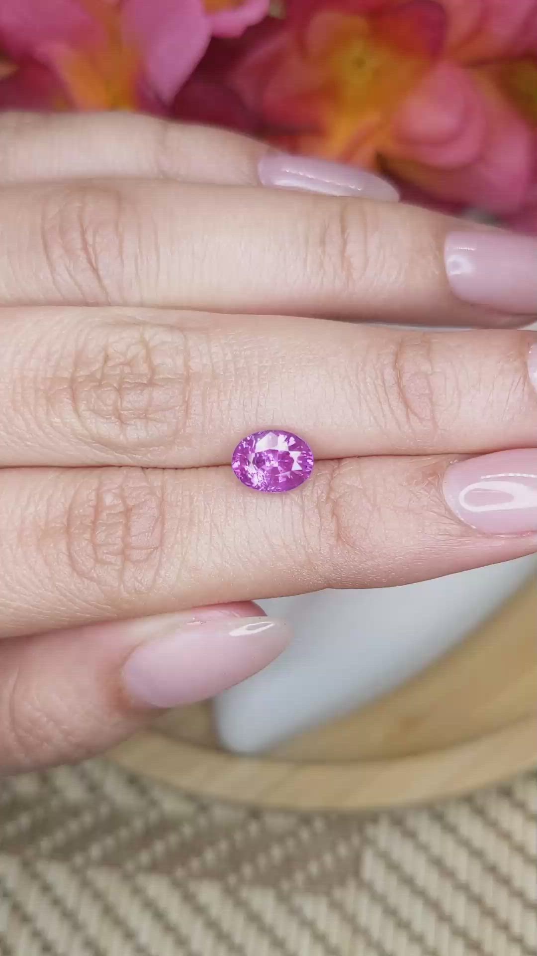 1.61 Ct. Pinkish Purple Sapphire from Ceylon (Sri Lanka) Size Video