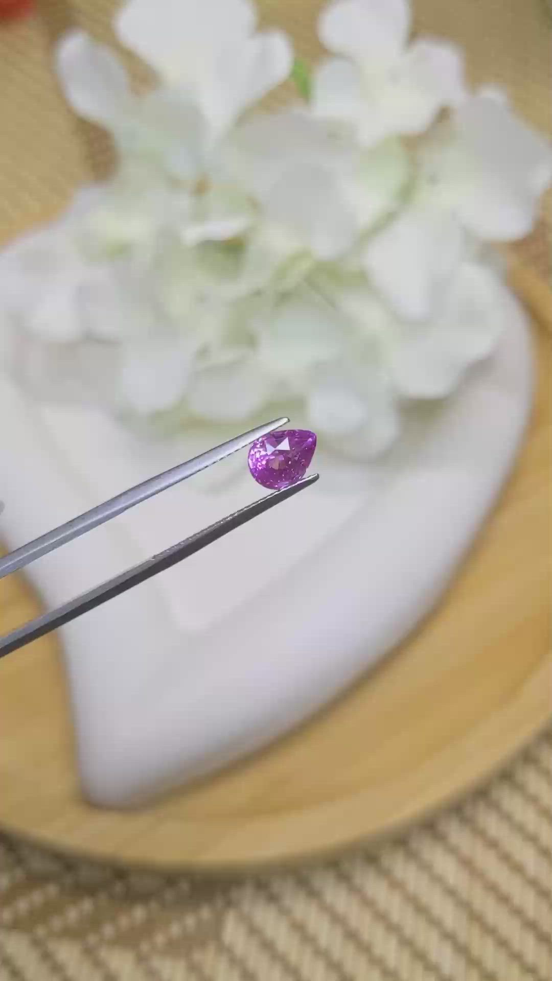 1.42 Ct. Pinkish Purple Sapphire from Ceylon (Sri Lanka) Size Video