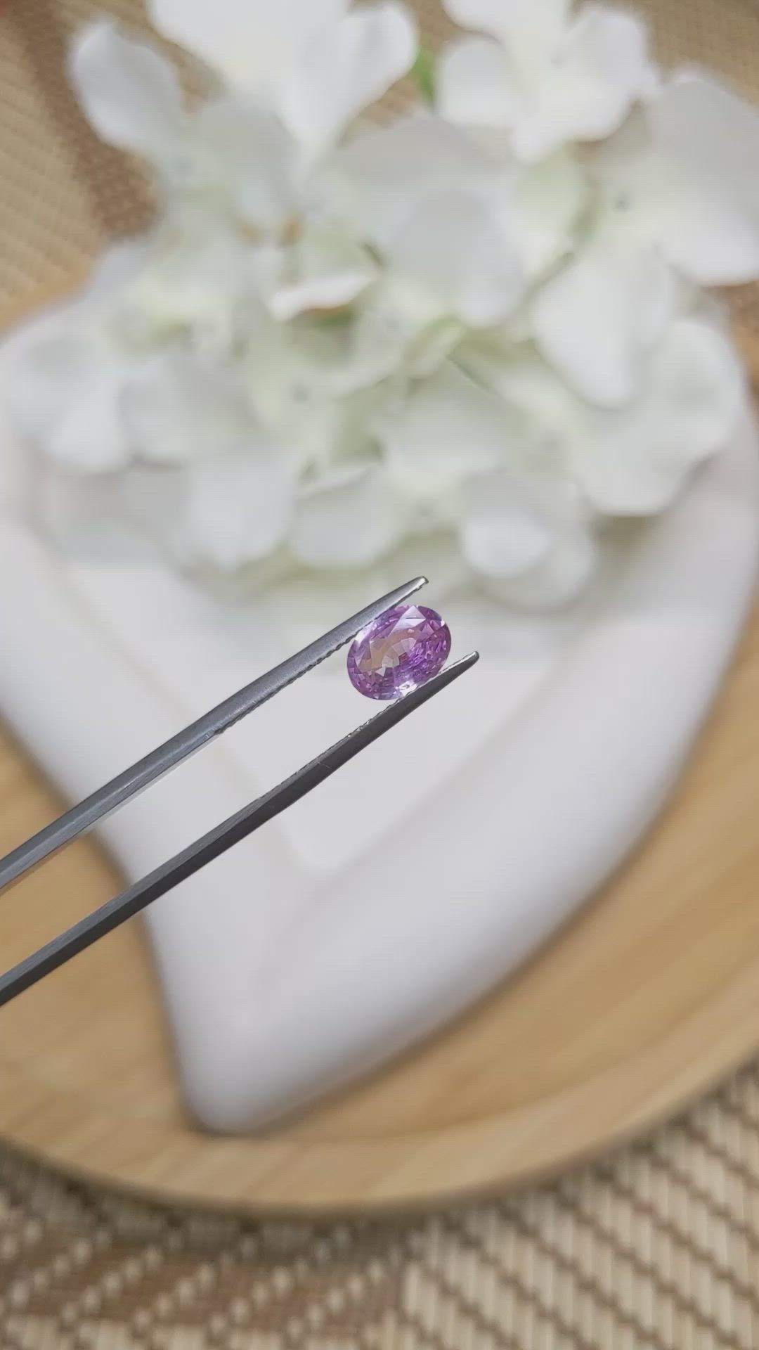 1.36 Ct. Pinkish Purple Sapphire from Ceylon (Sri Lanka) Size Video