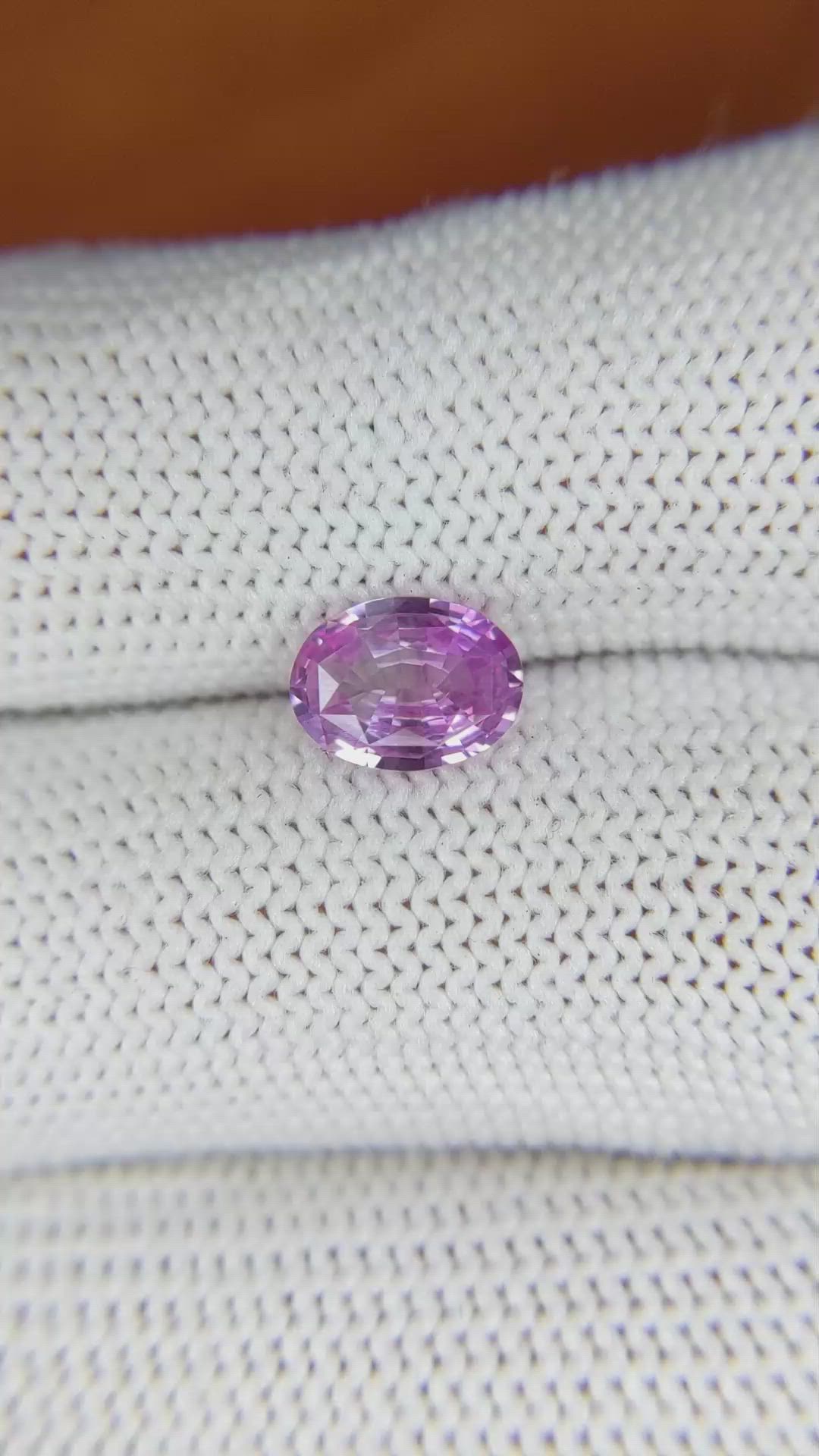 1.36 Ct. Pinkish Purple Sapphire from Ceylon (Sri Lanka) Size Video