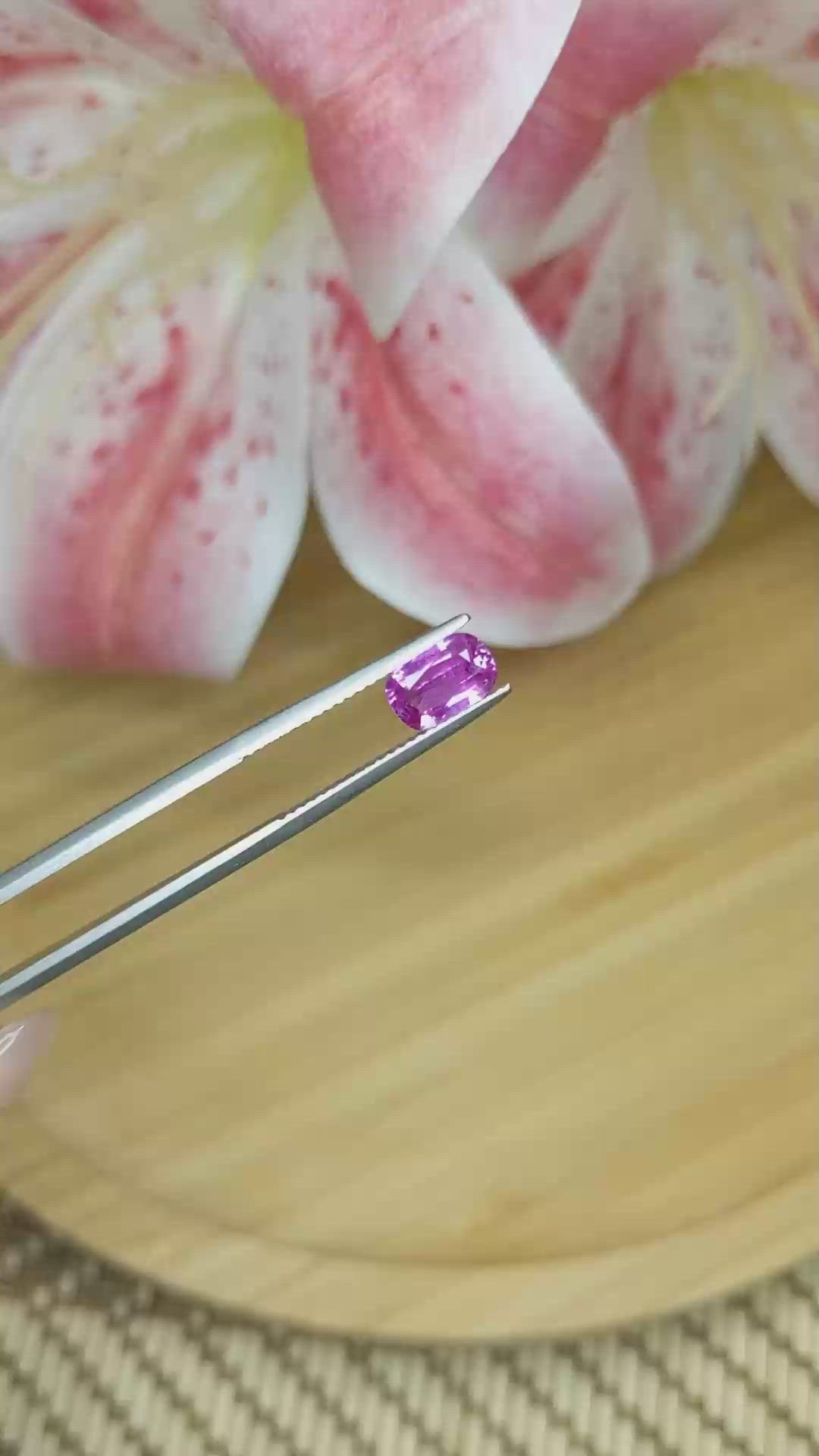 1.21 Ct. Purplish Pink Sapphire from Ceylon (Sri Lanka) Size Video