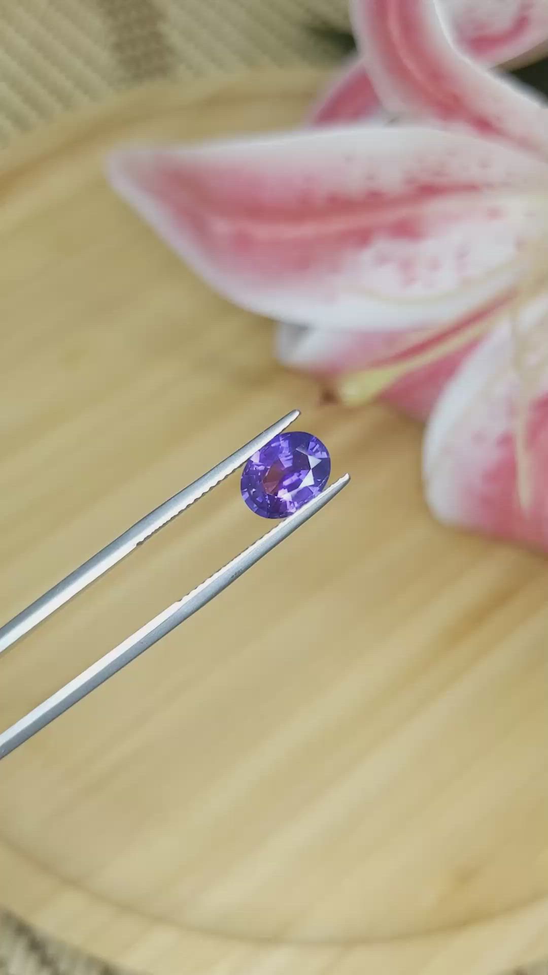 2.03 Ct. Bluish Purple Sapphire from Ceylon (Sri Lanka) Size Video