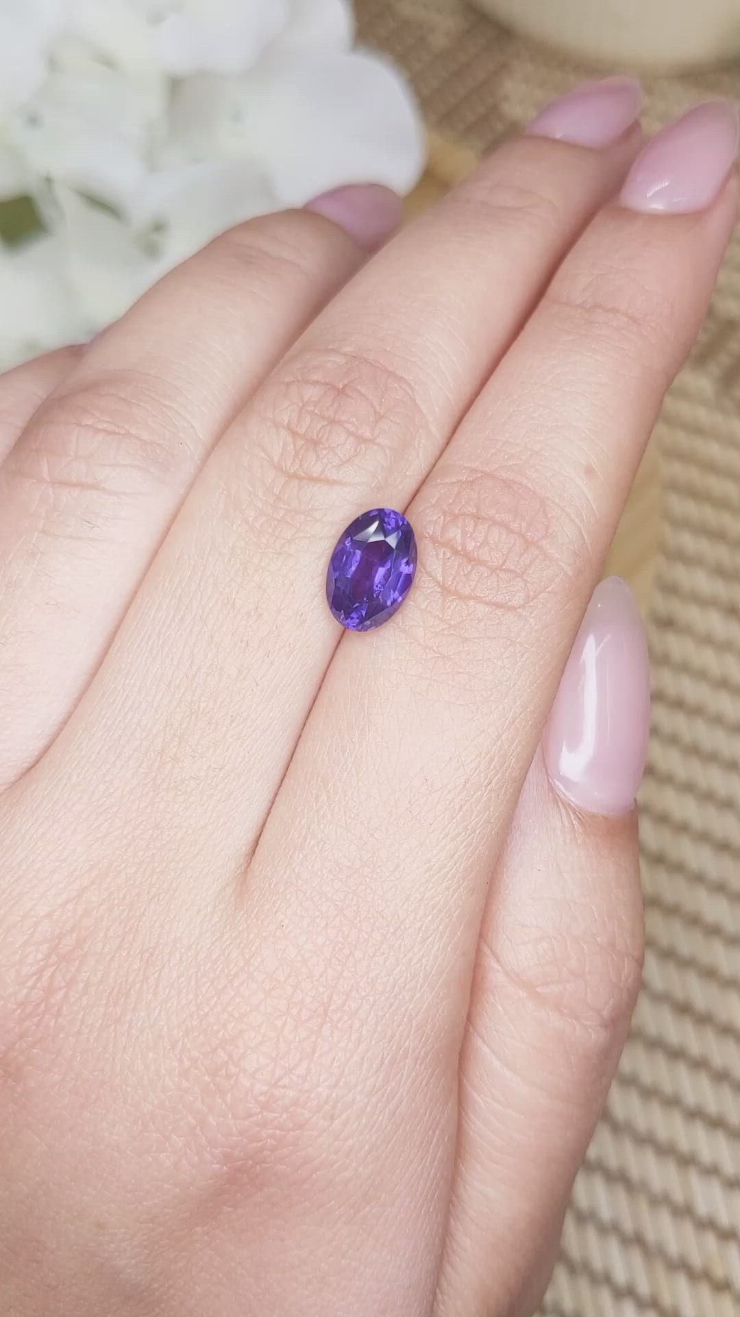 2.67 Ct. Purple Sapphire from Ceylon (Sri Lanka) Size Video