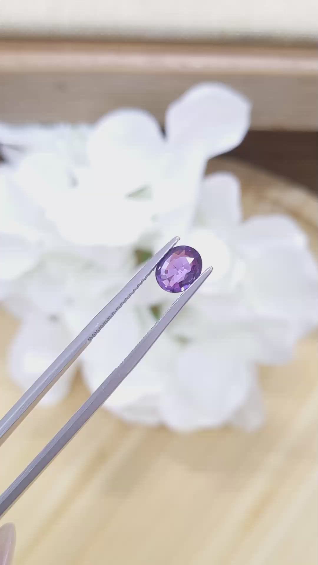 0.92 Ct. Purple Sapphire from Ceylon (Sri Lanka) Size Video