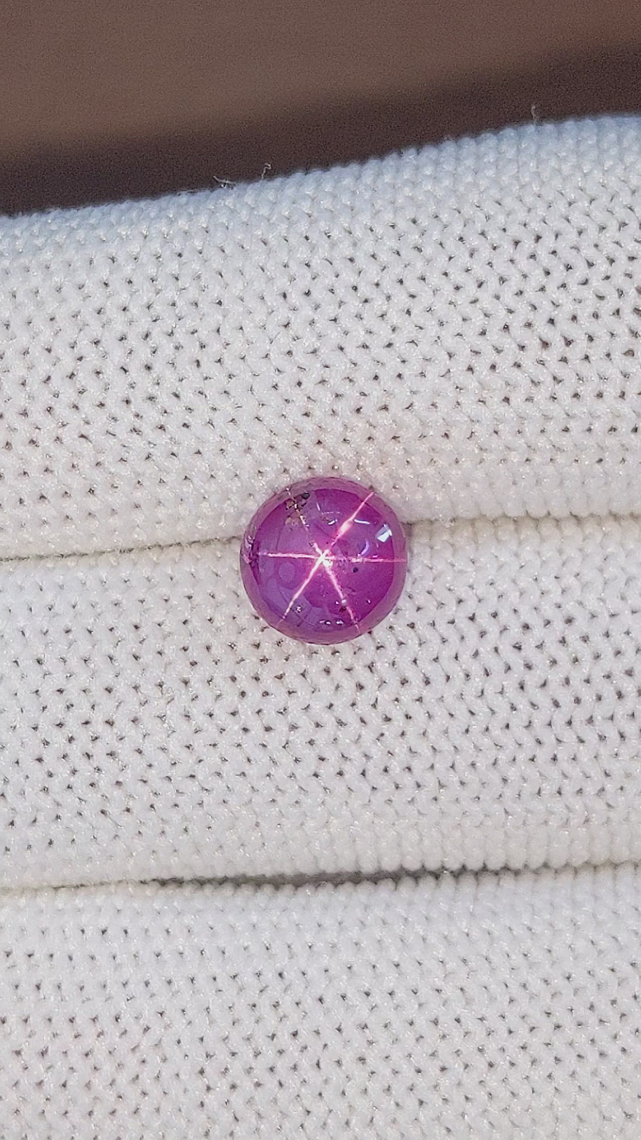 4.06 Ct. Purplish Pink Star Sapphire from Ceylon (Sri Lanka) Size Video