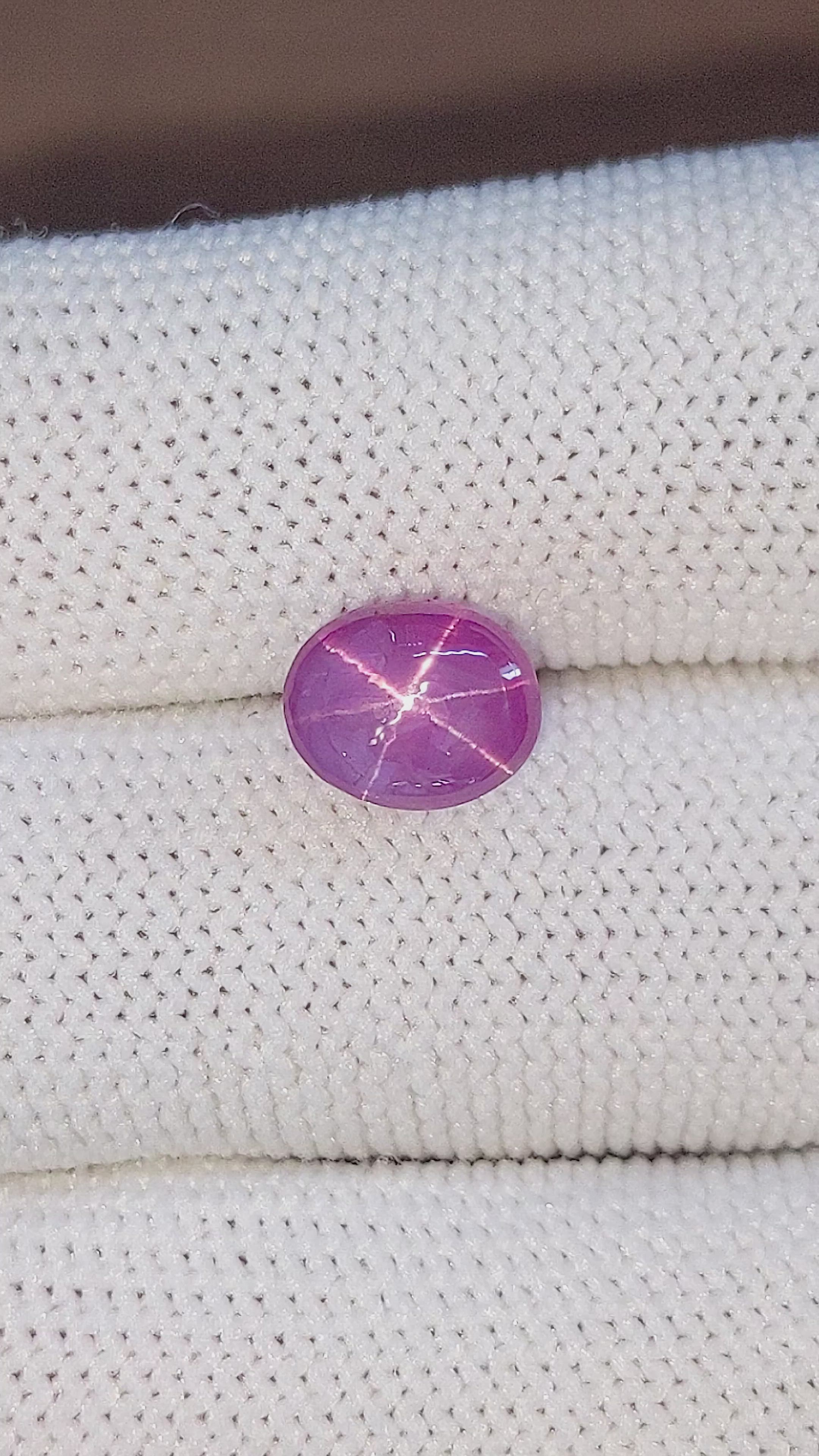 5.06 Ct. Purplish Pink Star Sapphire from Ceylon (Sri Lanka) Size Video