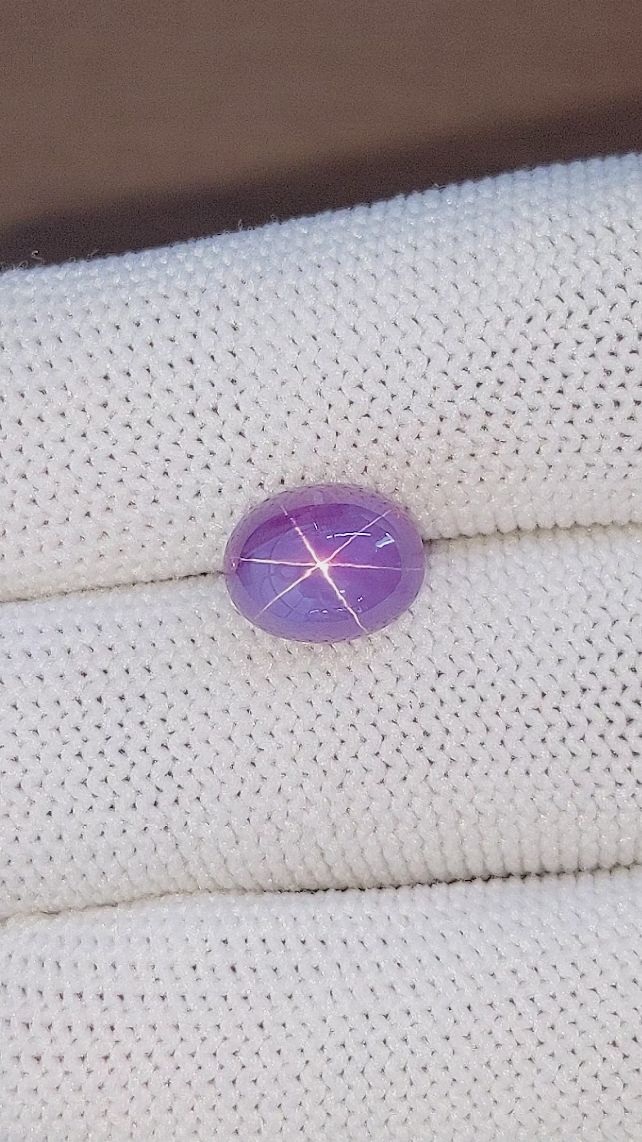 6.53 Ct. Bluish Purple Star Sapphire from Ceylon (Sri Lanka) Size Video