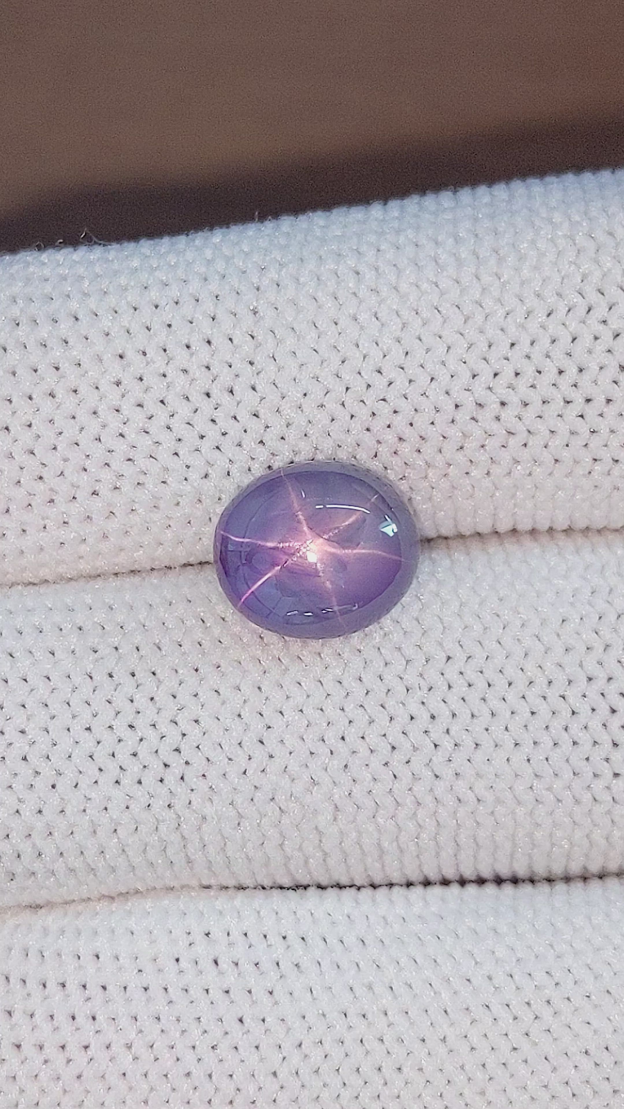 6.52 Ct. Violet Star Sapphire from Ceylon (Sri Lanka) Size Video