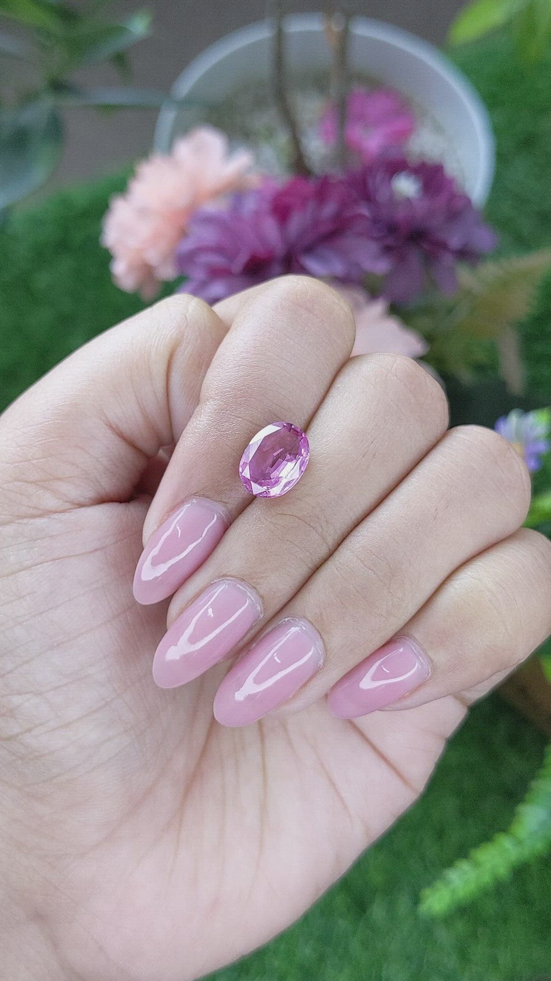 3.01 Ct. Purplish Pink Sapphire from Ceylon (Sri Lanka) Size Video