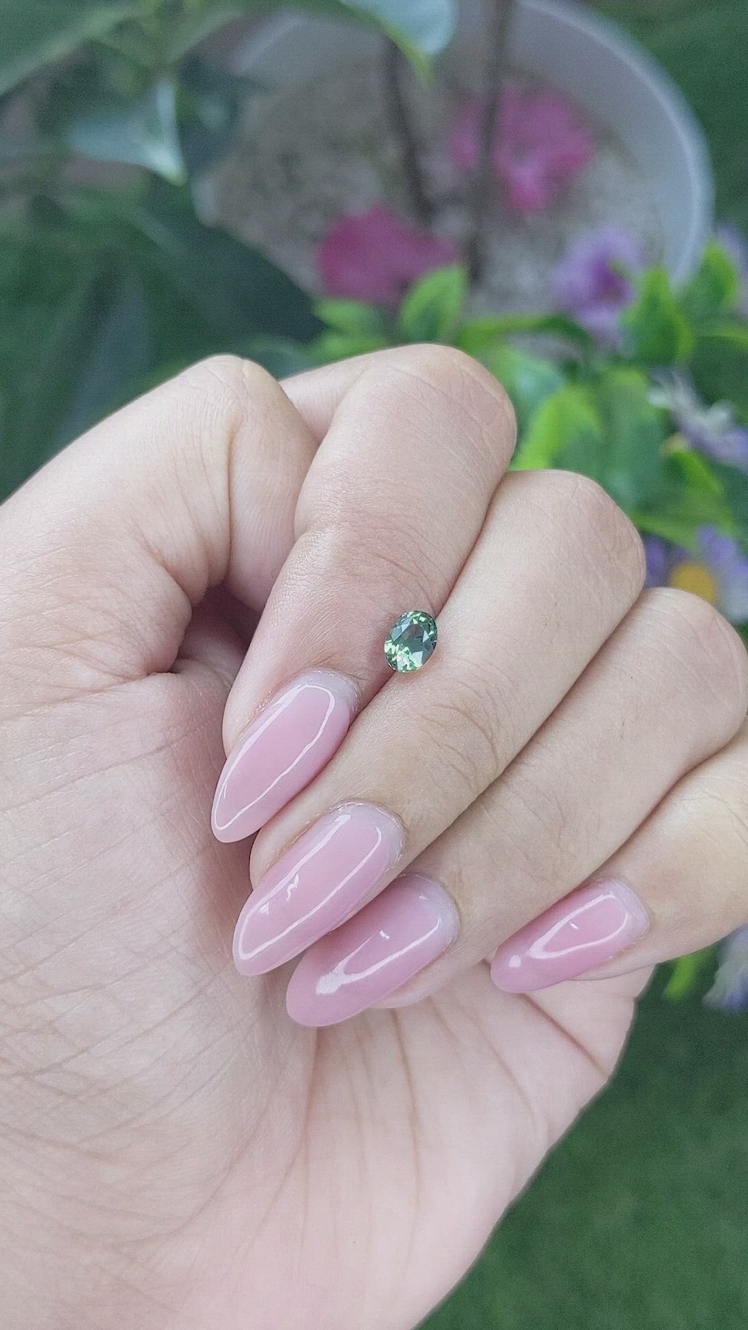 0.78 Ct. Bluish Green Sapphire from Tanzania Size Video