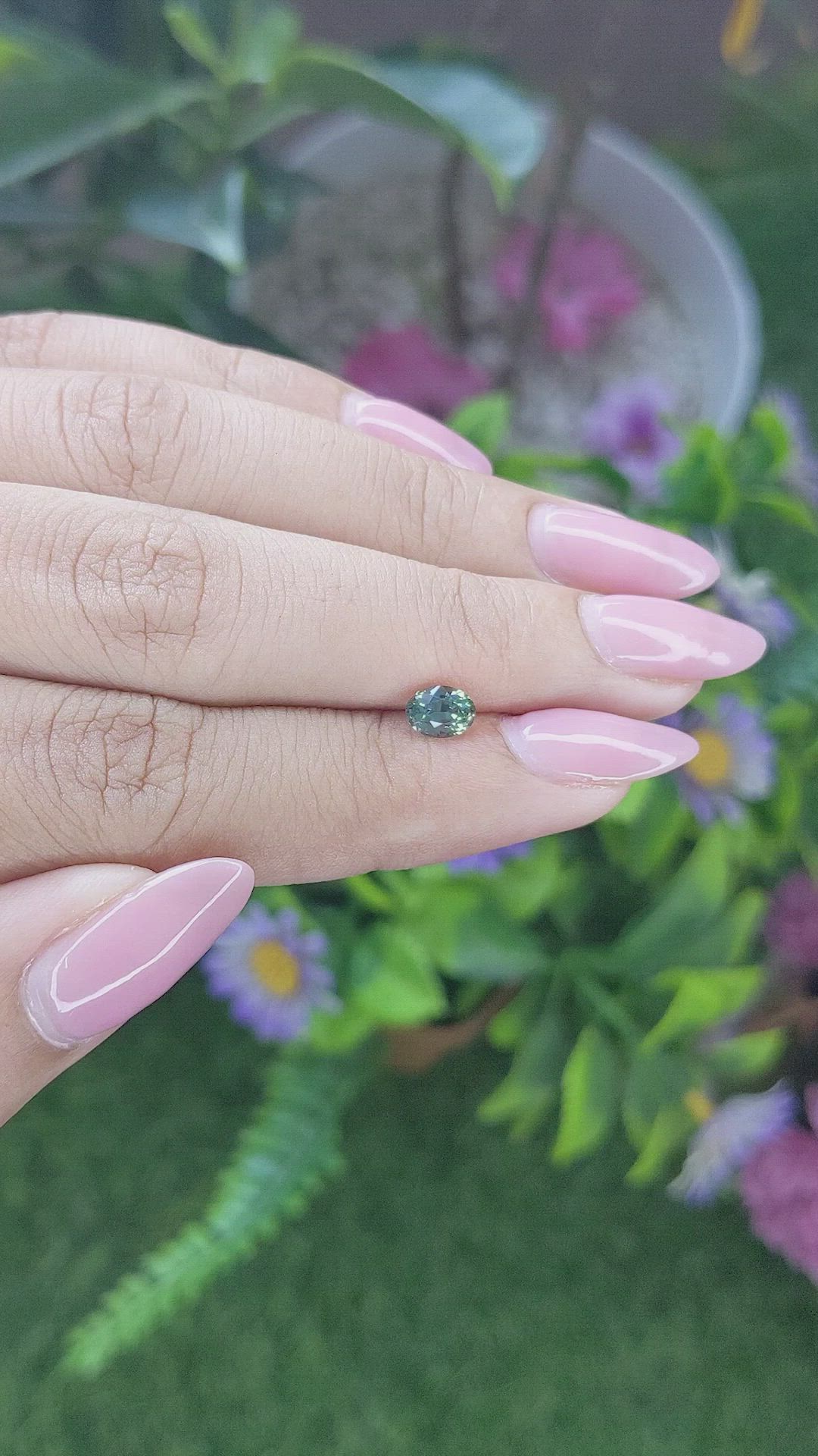 0.78 Ct. Bluish Green Sapphire from Tanzania Size Video