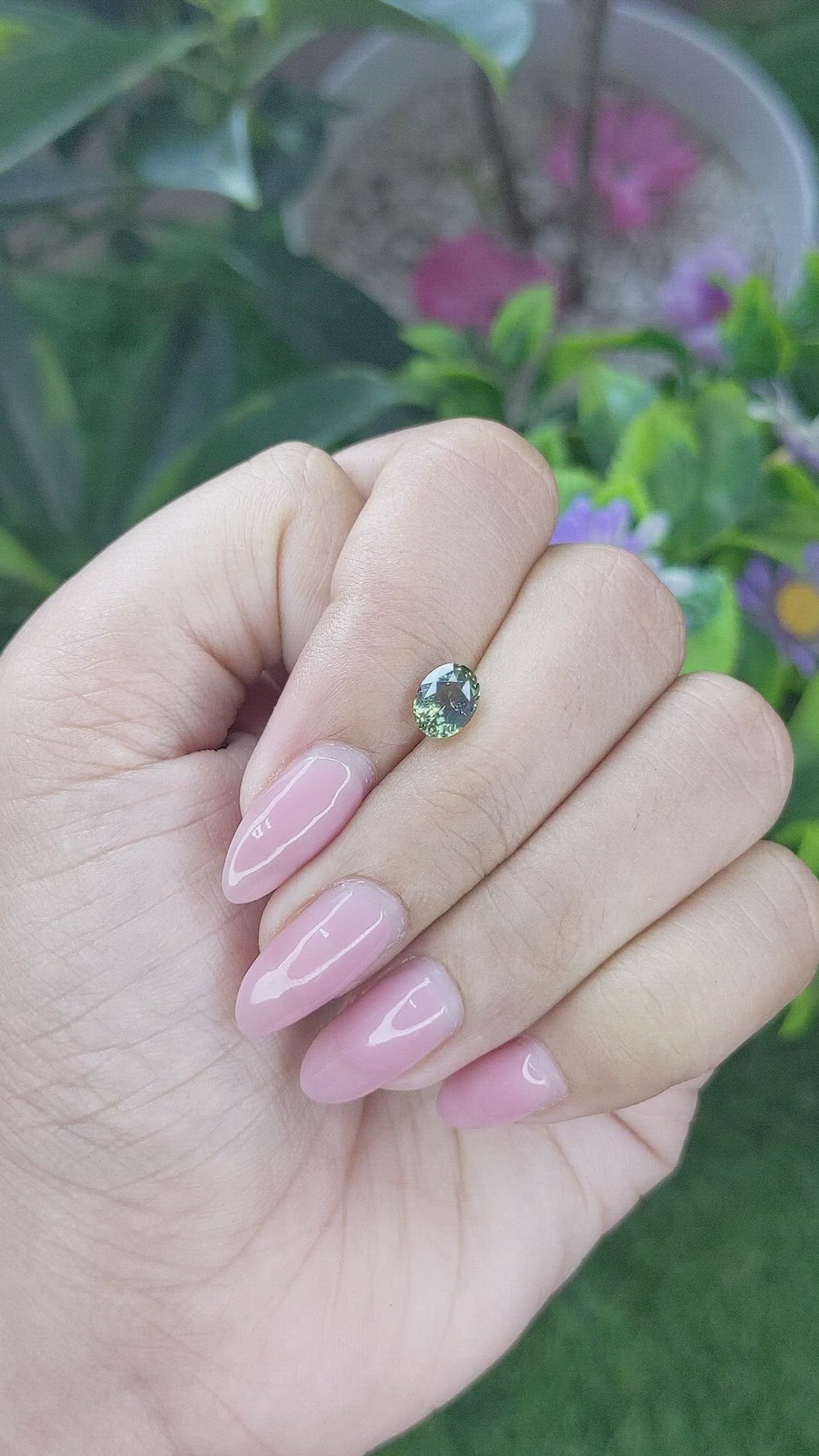 1.12 Ct. Yellowish Green Sapphire from Tanzania Size Video