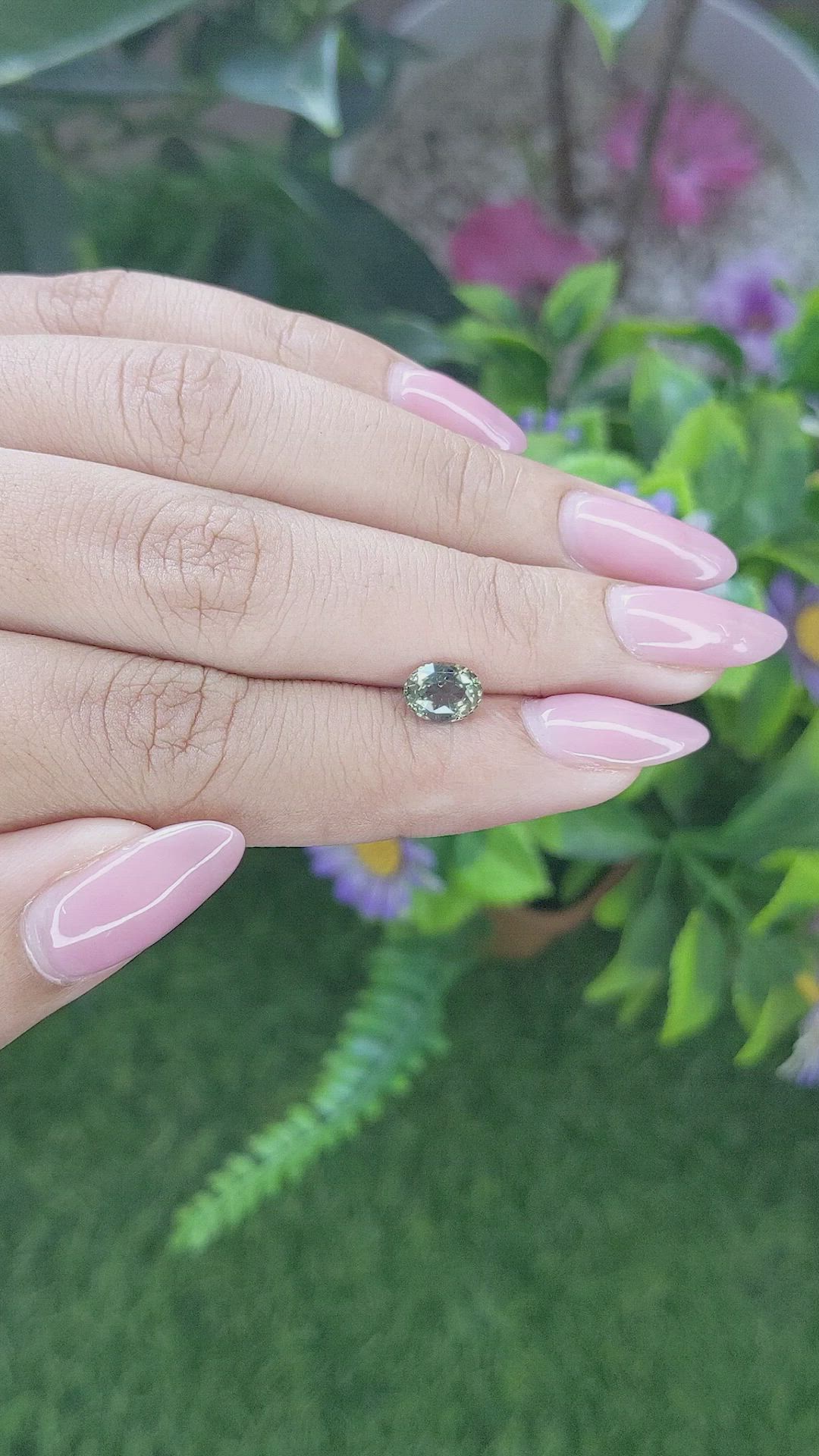 1.12 Ct. Yellowish Green Sapphire from Tanzania Size Video