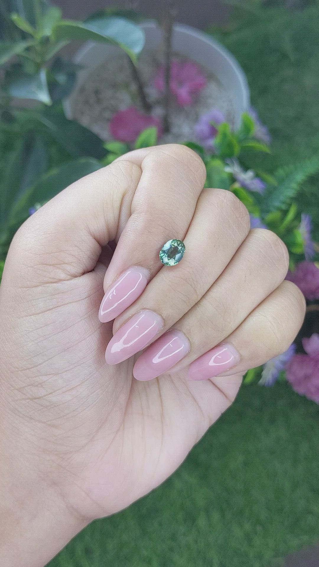 1.39 Ct. Bluish Green Sapphire from Tanzania Size Video