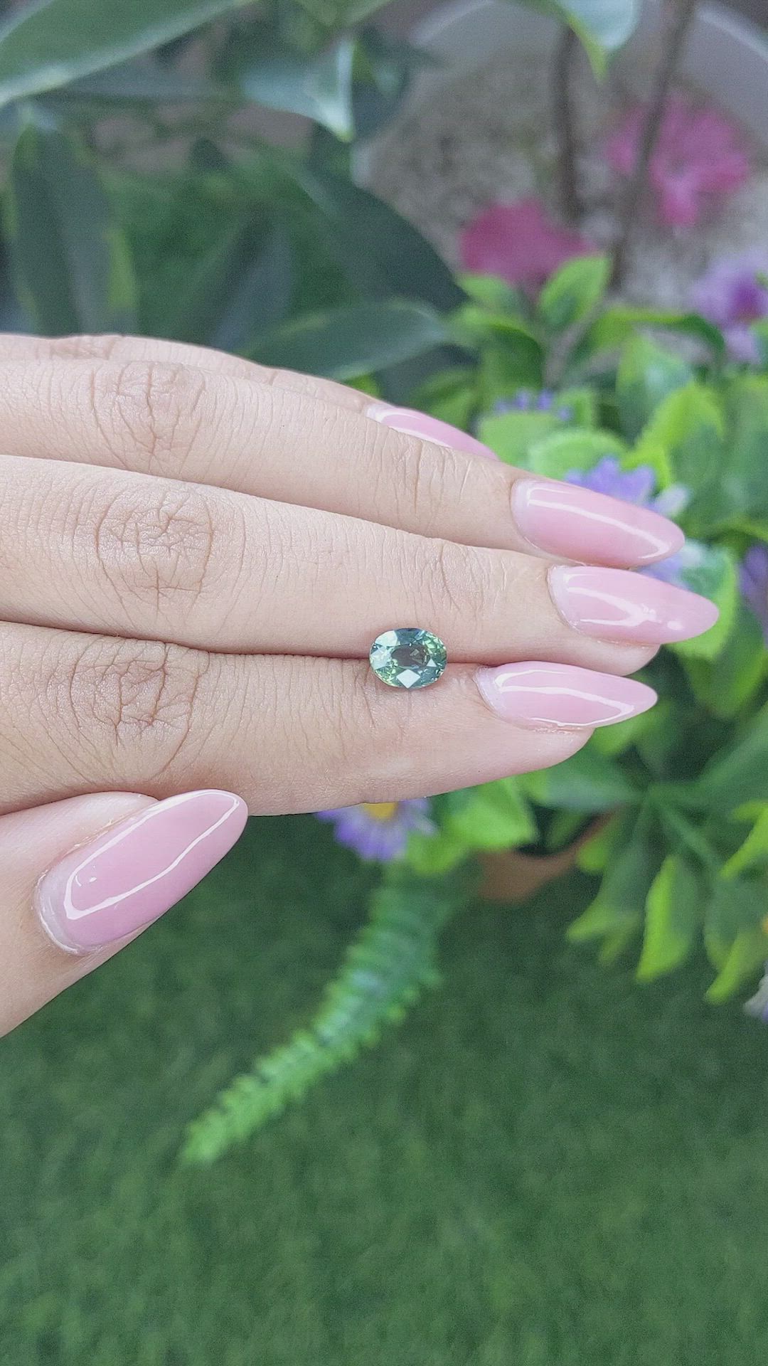 1.39 Ct. Bluish Green Sapphire from Tanzania Size Video