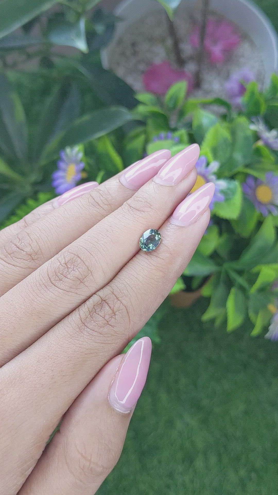 1.19 Ct. Bluish Green Sapphire from Tanzania Size Video