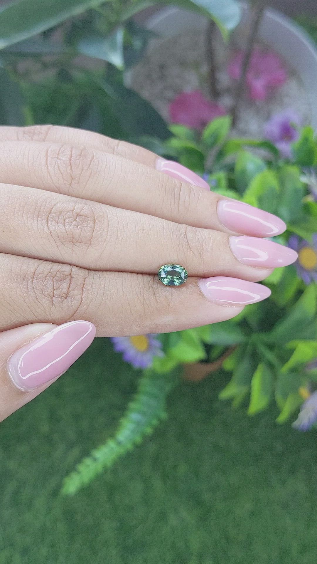 1.02 Ct. Bluish Green Sapphire from Tanzania Size Video