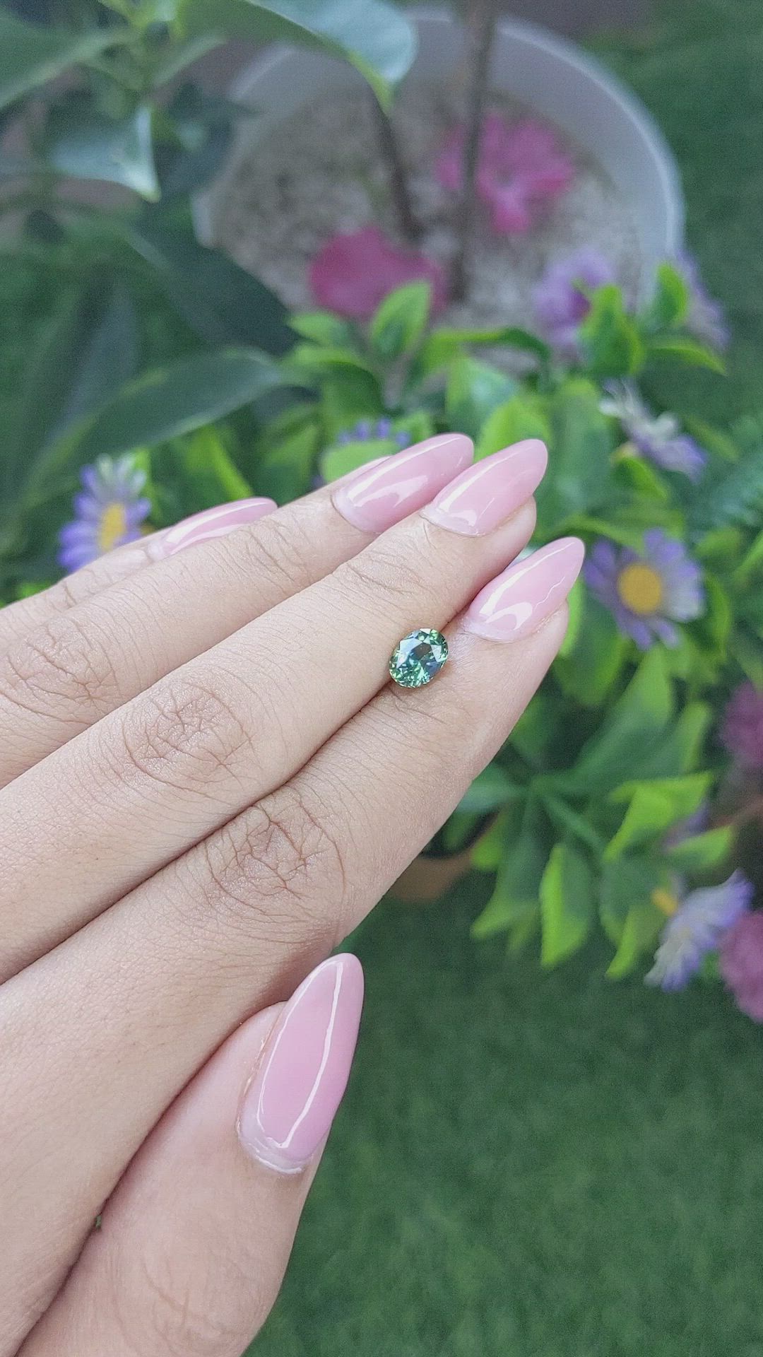 1.02 Ct. Bluish Green Sapphire from Tanzania Size Video