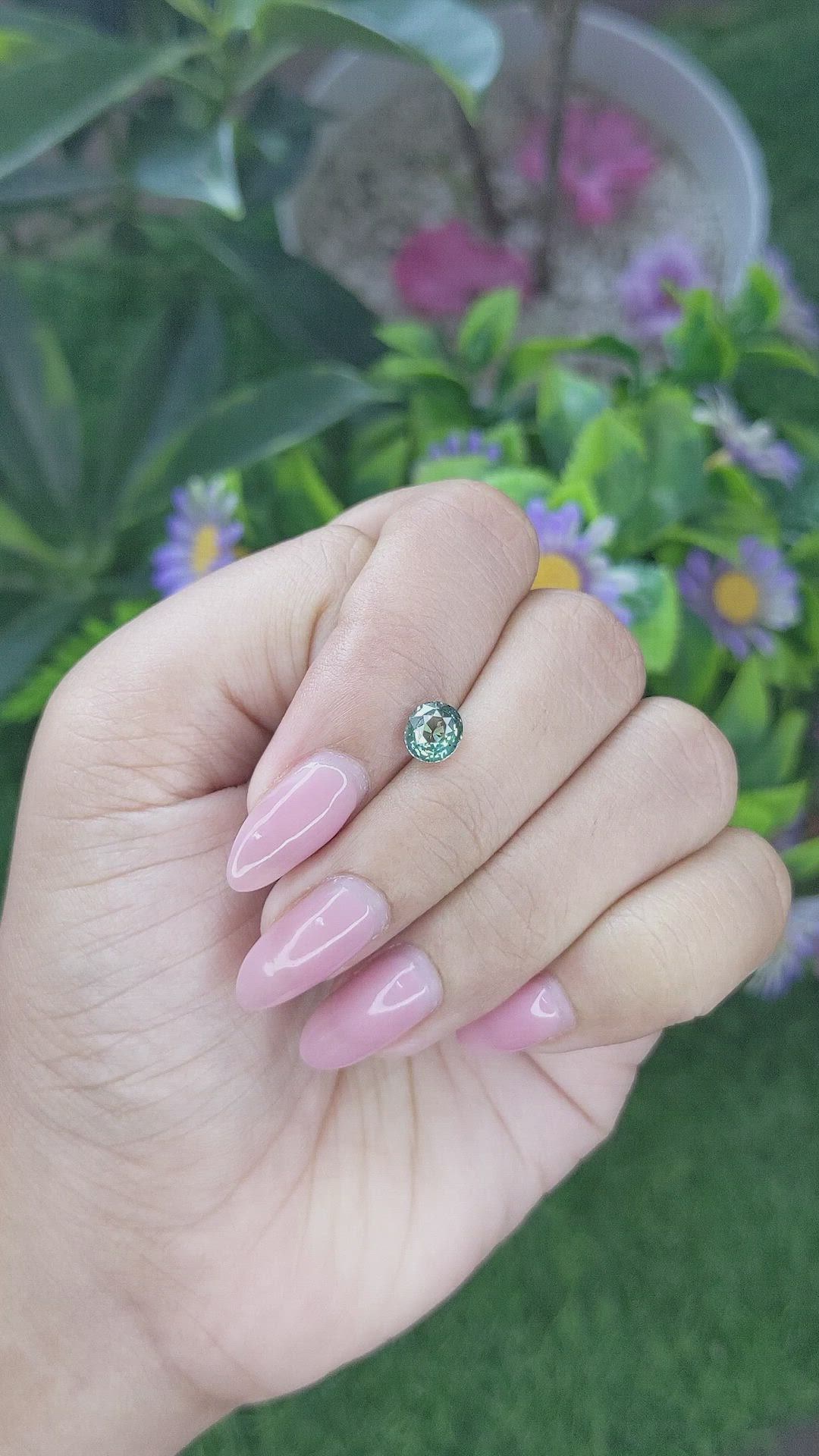 1.17 Ct. Bluish Green Sapphire from Tanzania Size Video