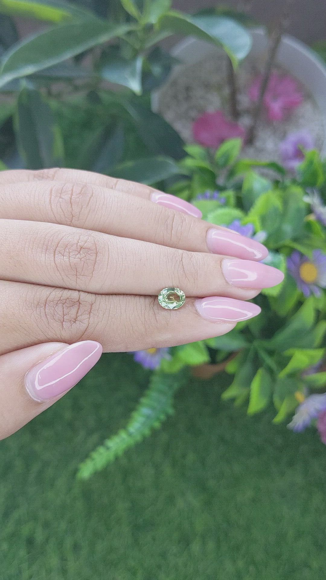 1.13 Ct. Yellowish Green Sapphire from Tanzania Size Video