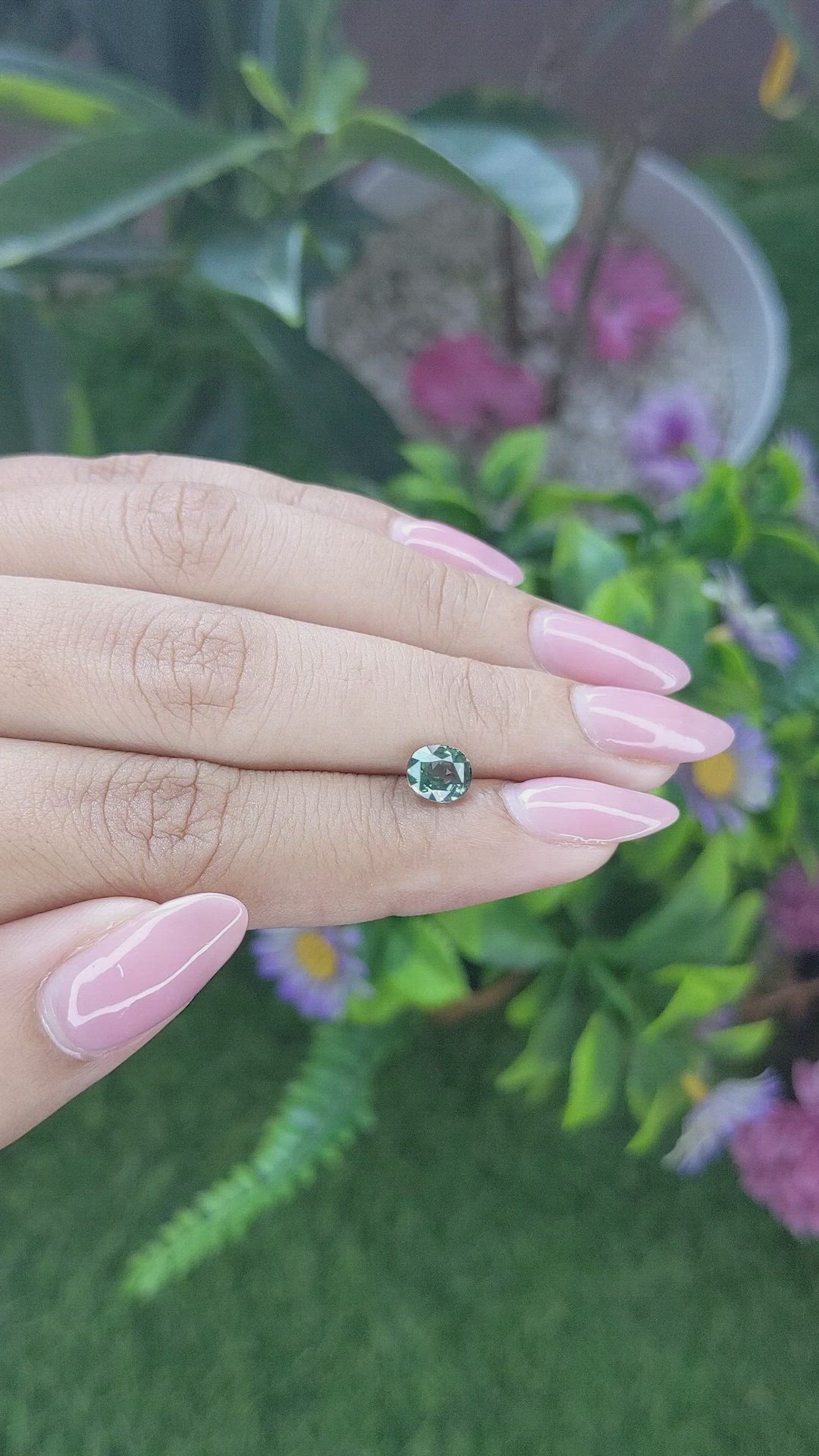 1.21 Ct. Bluish Green Sapphire from Tanzania Size Video