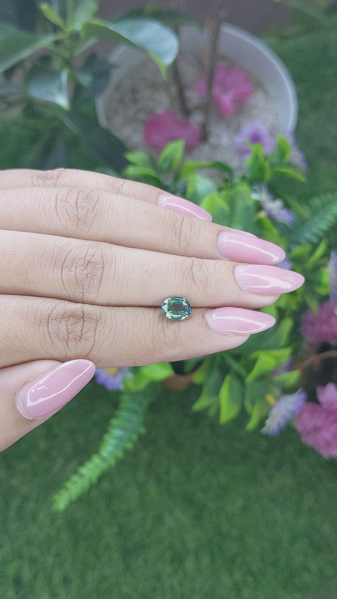 1.39 Ct. Green Sapphire from Tanzania Size Video