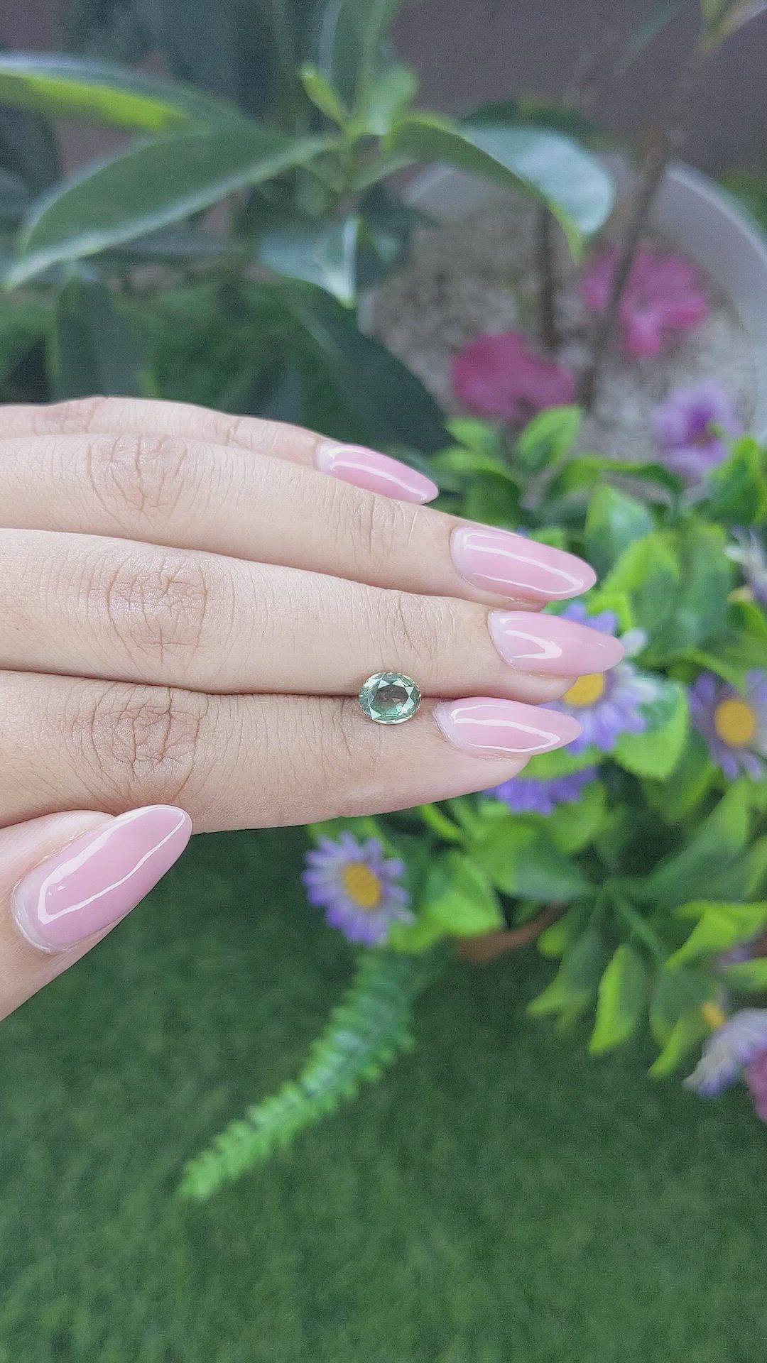 1.12 Ct. Yellowish Green Sapphire from Tanzania Size Video