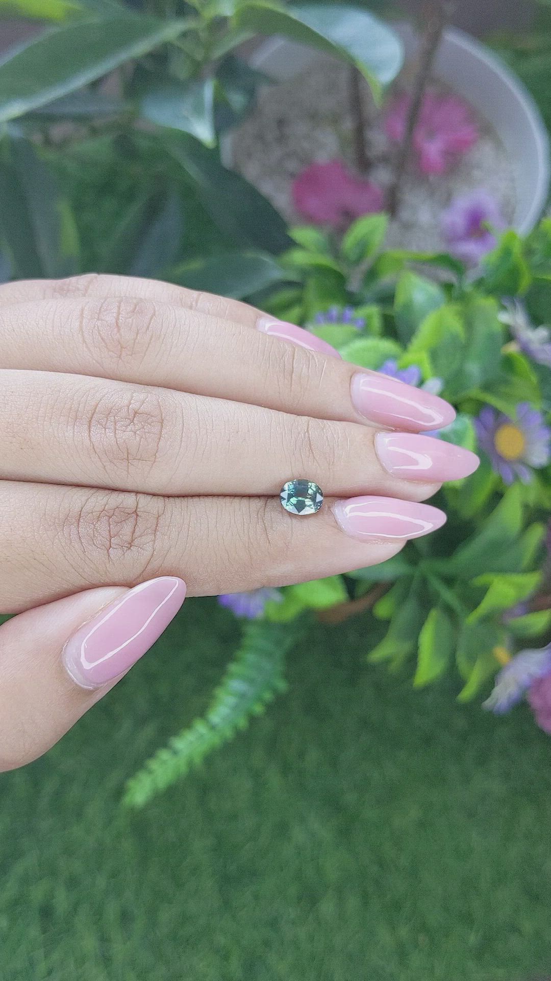 1.11 Ct. Bluish Green Sapphire from Tanzania Size Video