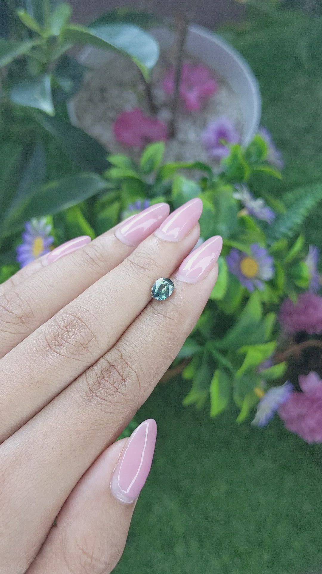 1.11 Ct. Bluish Green Sapphire from Tanzania Size Video