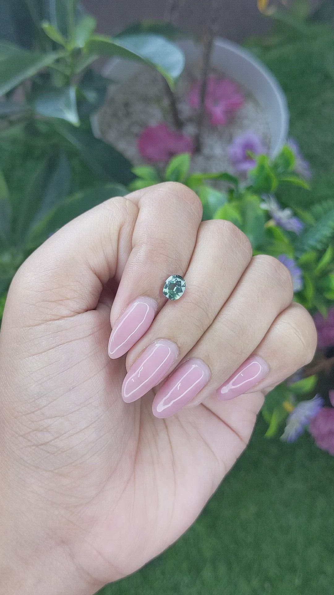 1.11 Ct. Bluish Green Sapphire from Tanzania Size Video