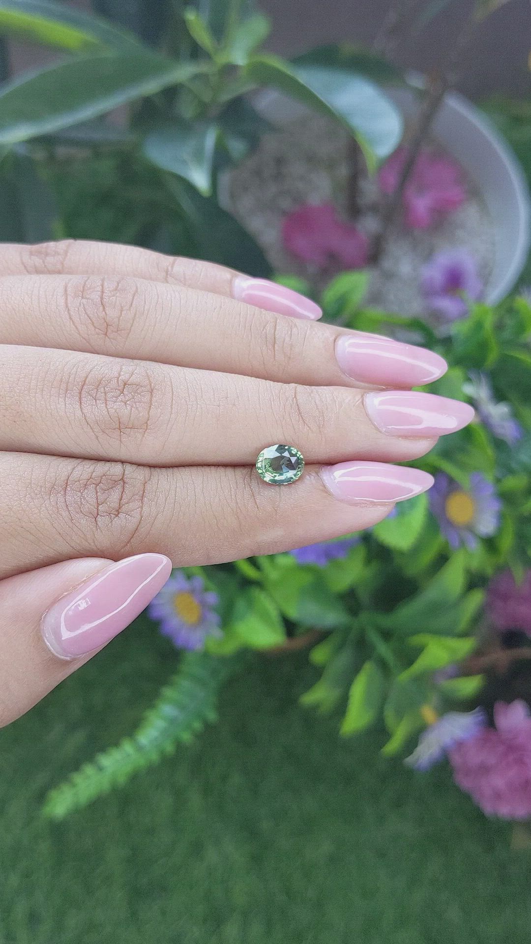 1.27 Ct. Green Sapphire from Tanzania Size Video