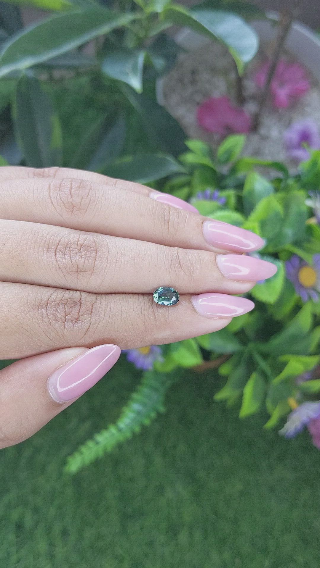 1.01 Ct. Bluish Green Sapphire from Tanzania Size Video