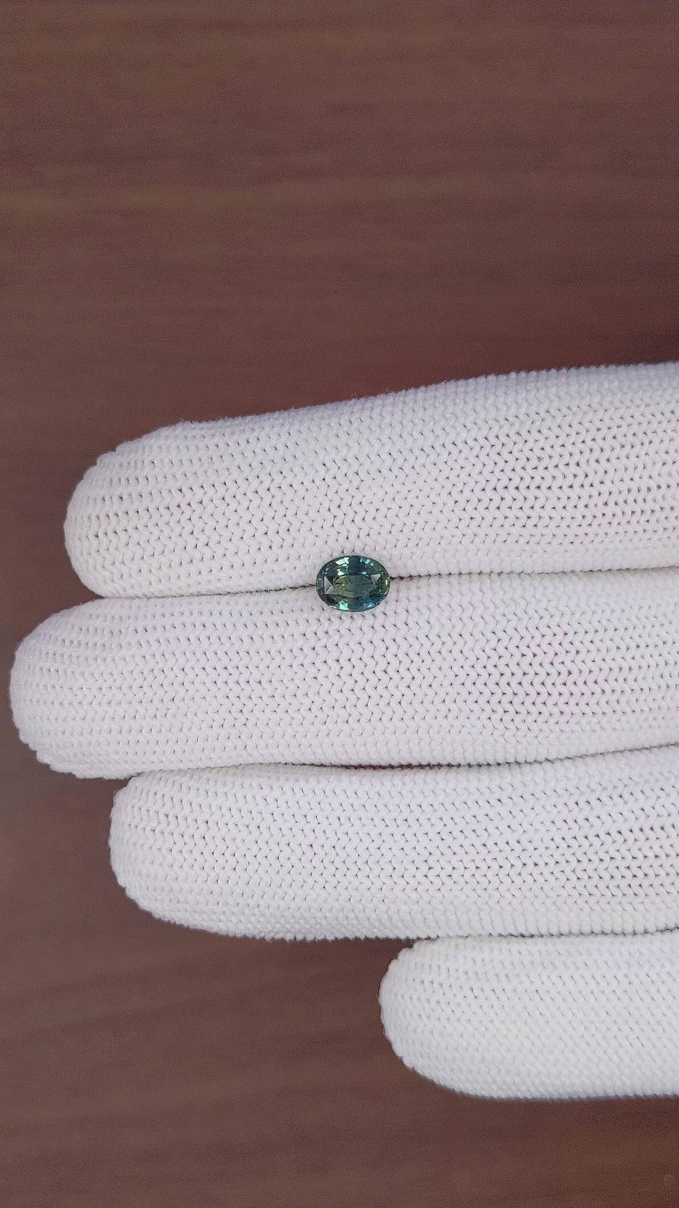 1.10 Ct. Bluish Green Sapphire from Tanzania Size Video