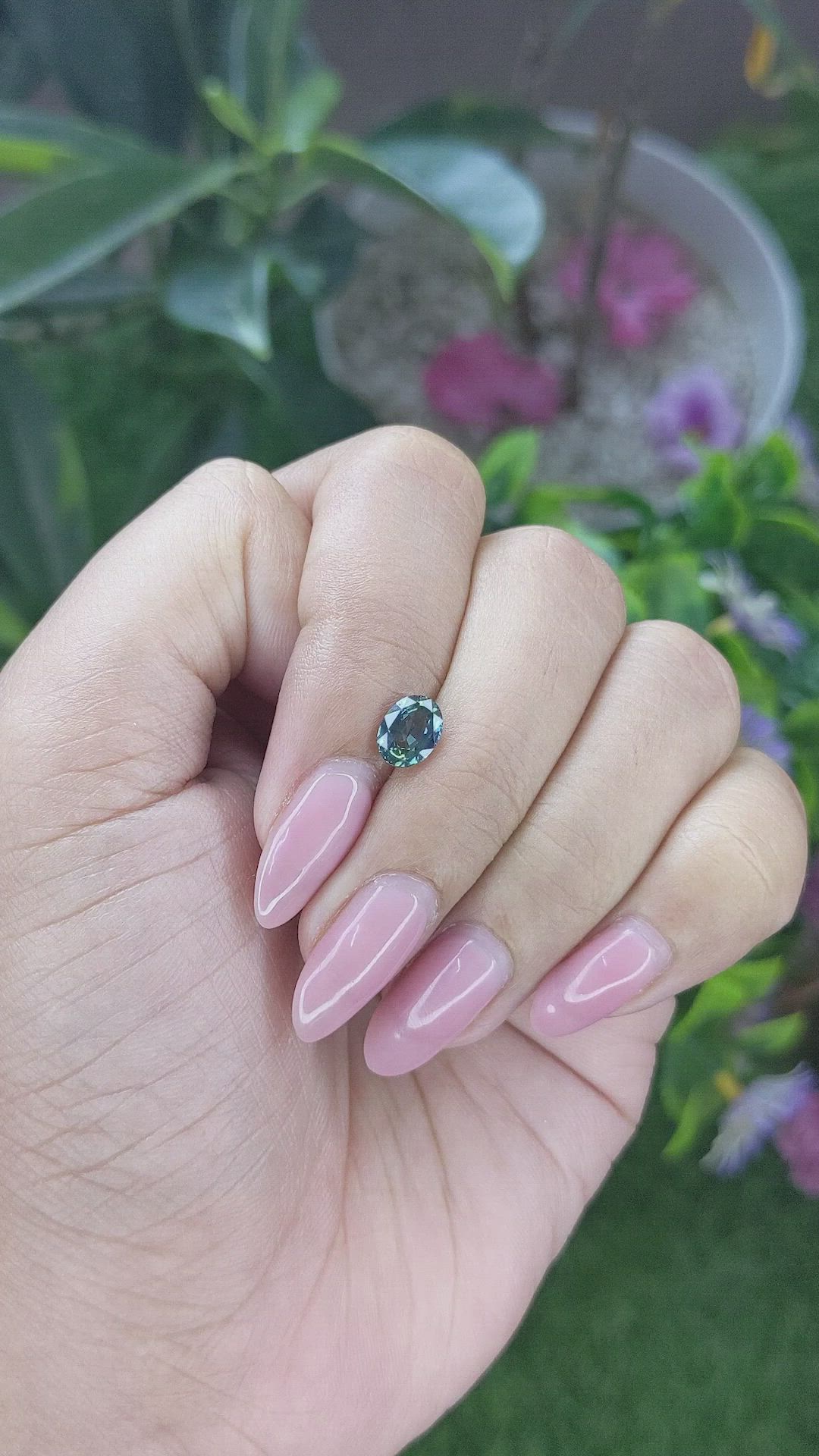 1.10 Ct. Bluish Green Sapphire from Tanzania Size Video