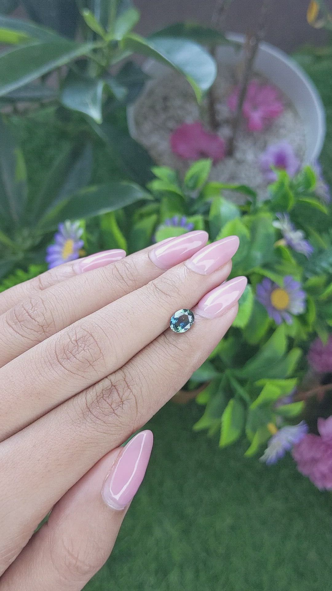 1.10 Ct. Bluish Green Sapphire from Tanzania Size Video