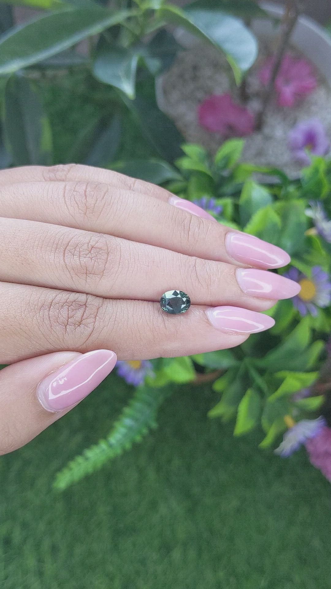 1.82 Ct. Bluish Green Sapphire from Tanzania Size Video