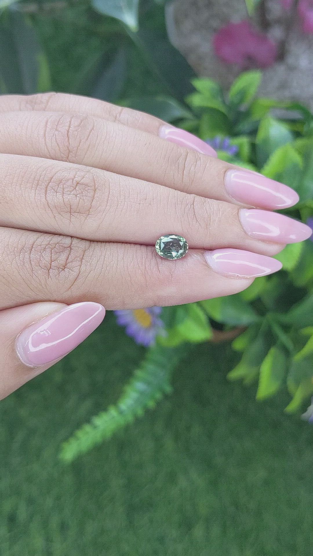 1.19 Ct. Green Sapphire from Tanzania Size Video