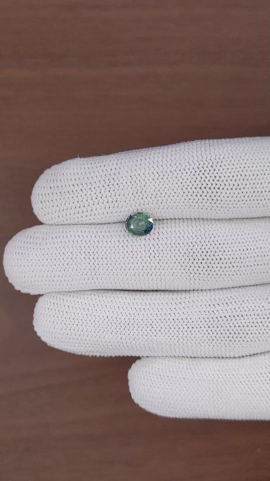 1.10 Ct. Bluish Green Sapphire from Tanzania Size Video