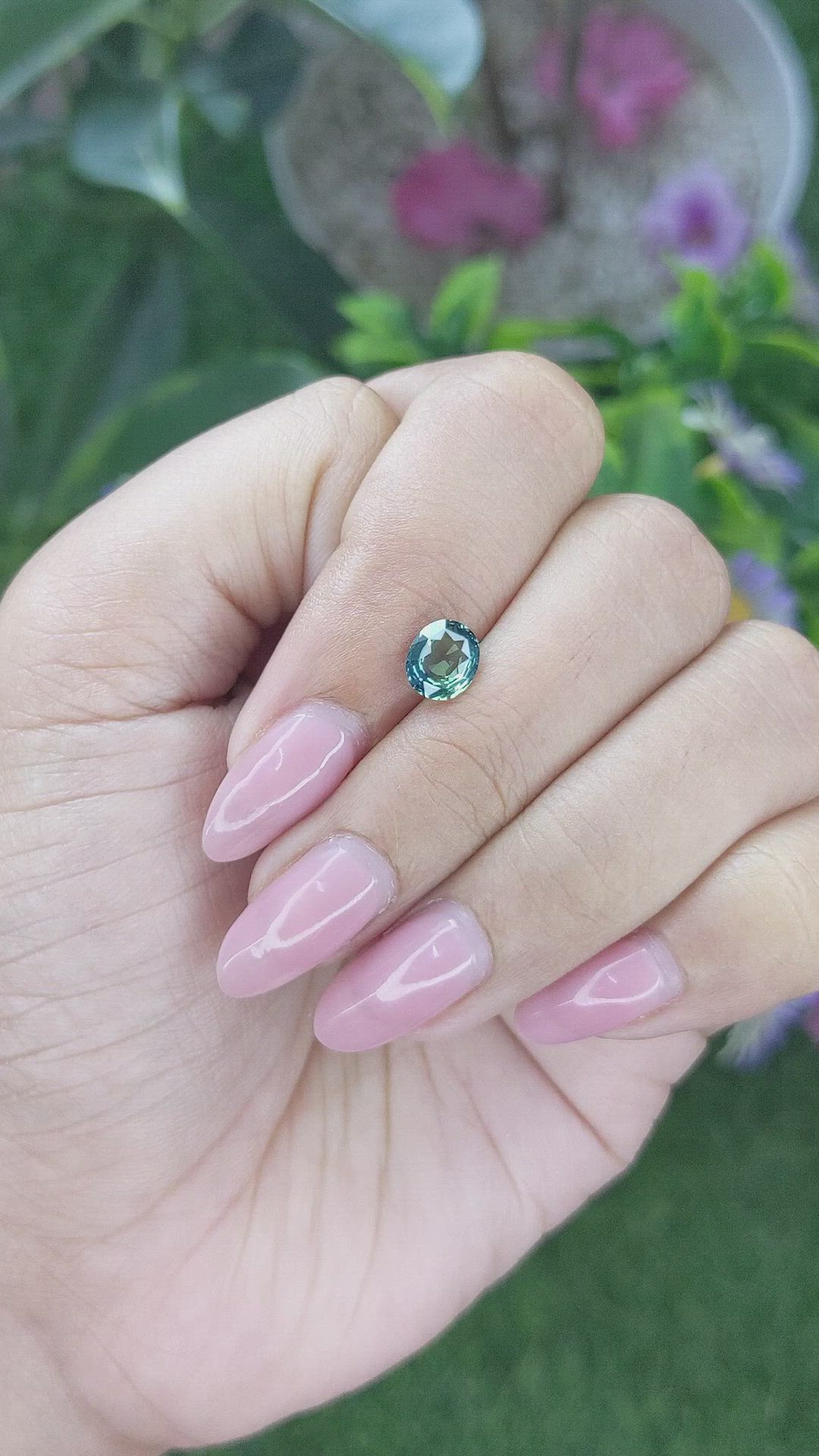 1.10 Ct. Bluish Green Sapphire from Tanzania Size Video