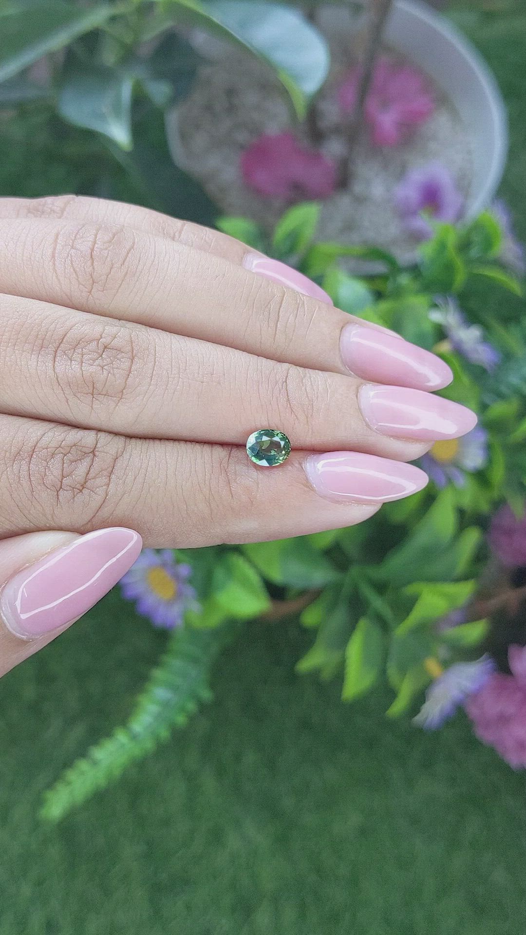 0.84 Ct. Green Sapphire from Tanzania Size Video