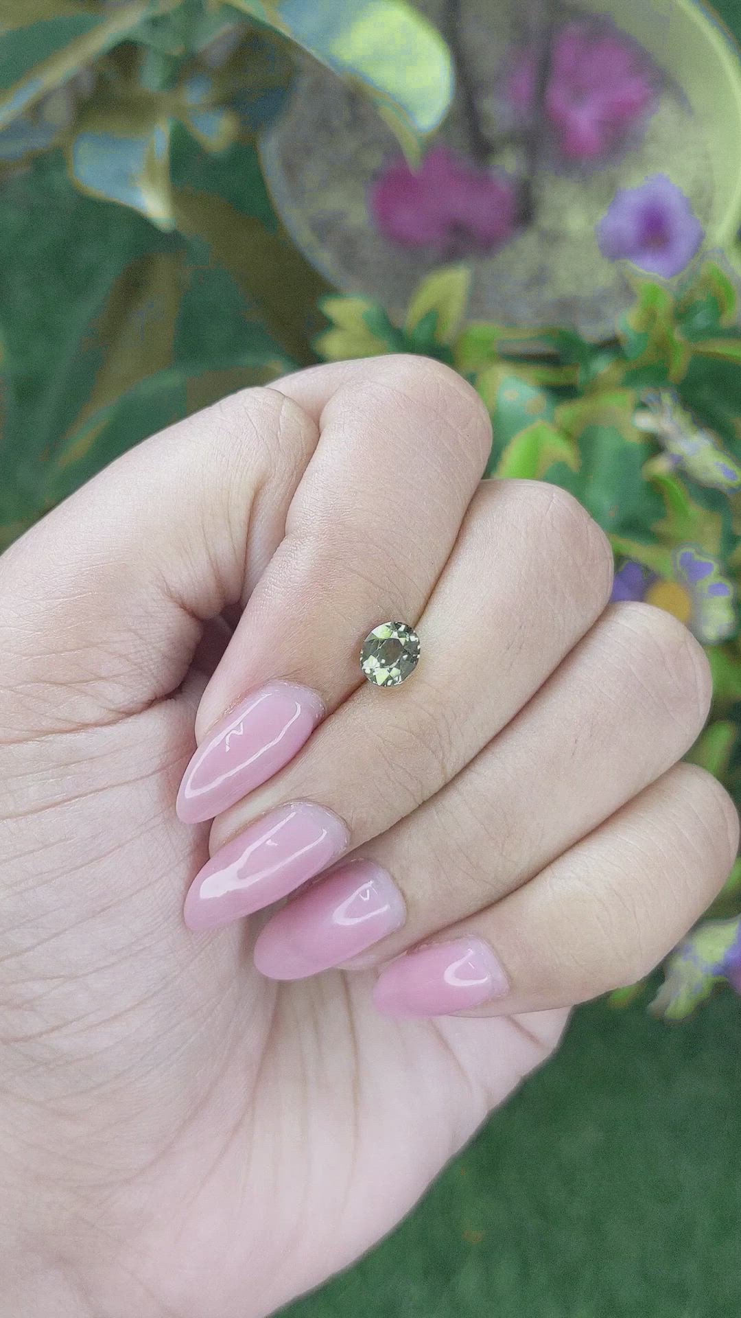 0.96 Ct. Yellowish Green Sapphire from Tanzania Size Video