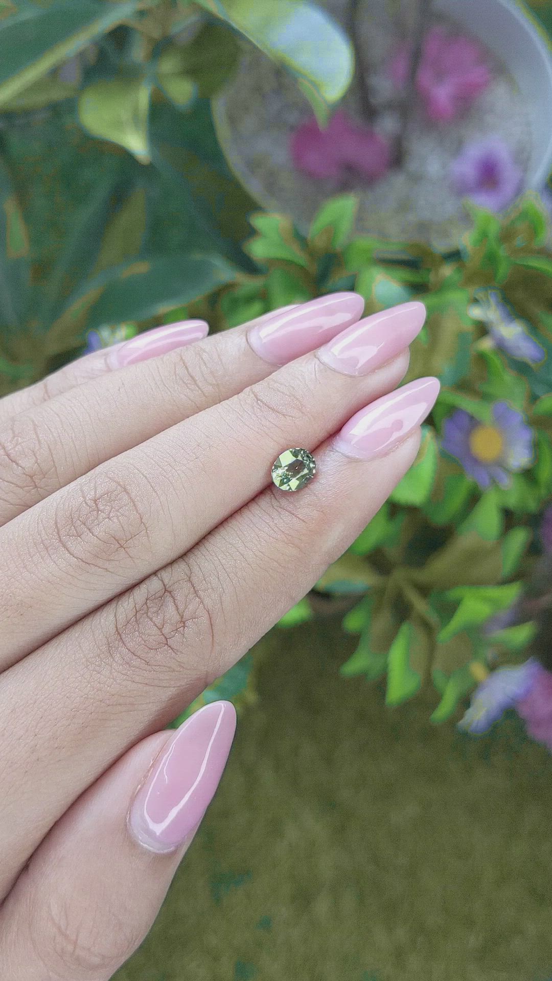 0.96 Ct. Yellowish Green Sapphire from Tanzania Size Video