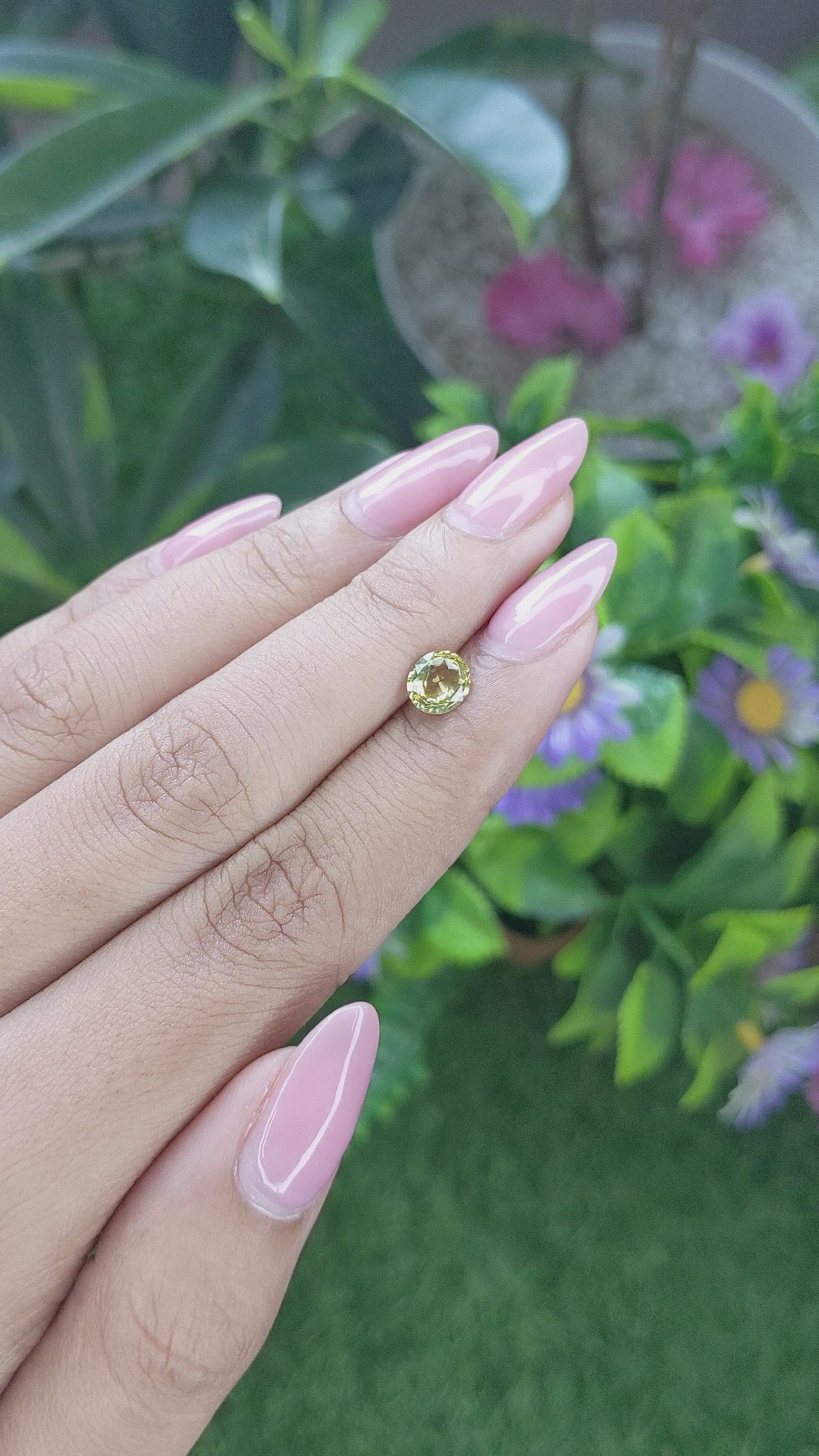 0.96 Ct. Greenish Yellow Sapphire from Tanzania Size Video