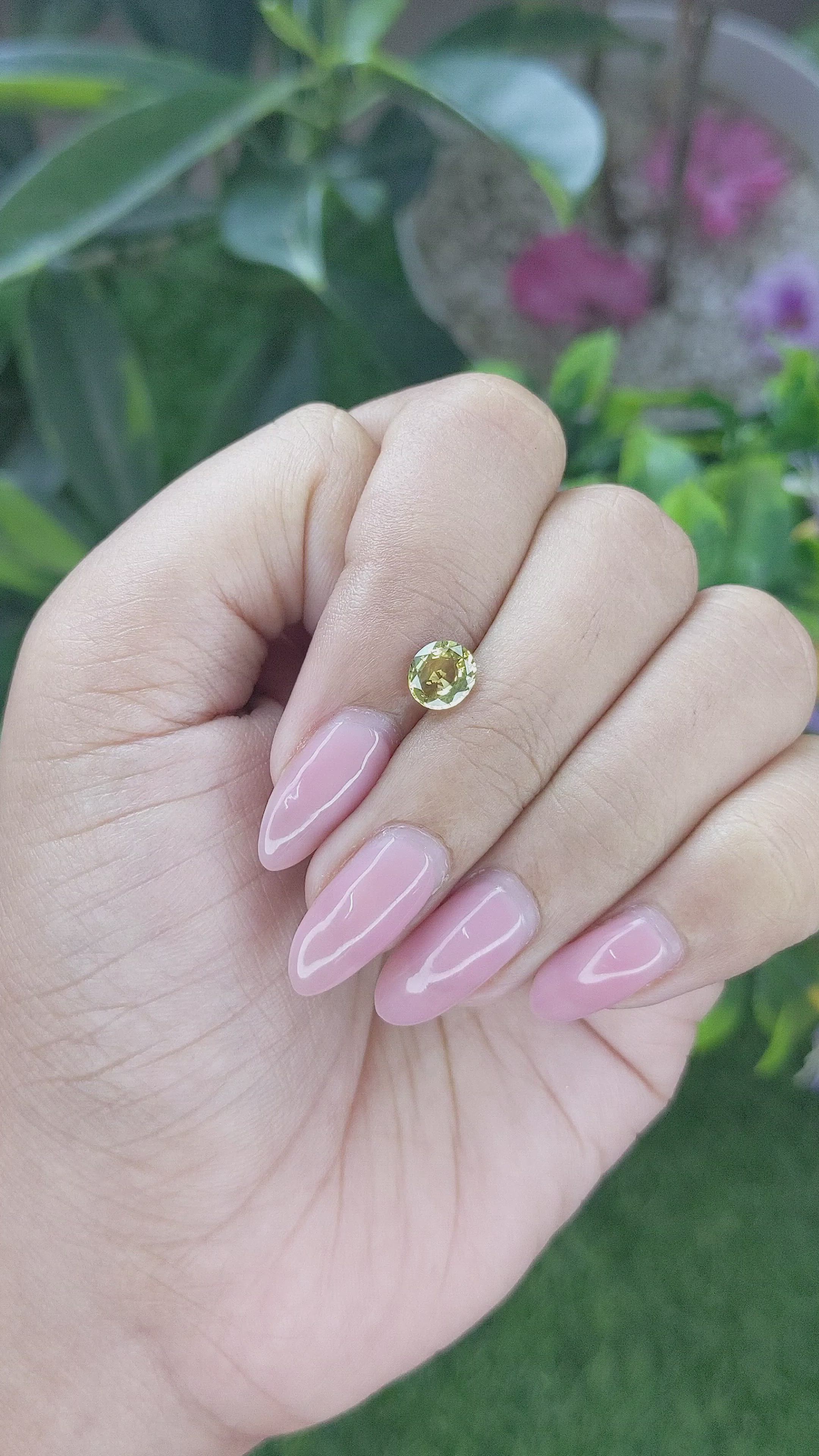 0.96 Ct. Greenish Yellow Sapphire from Tanzania Size Video