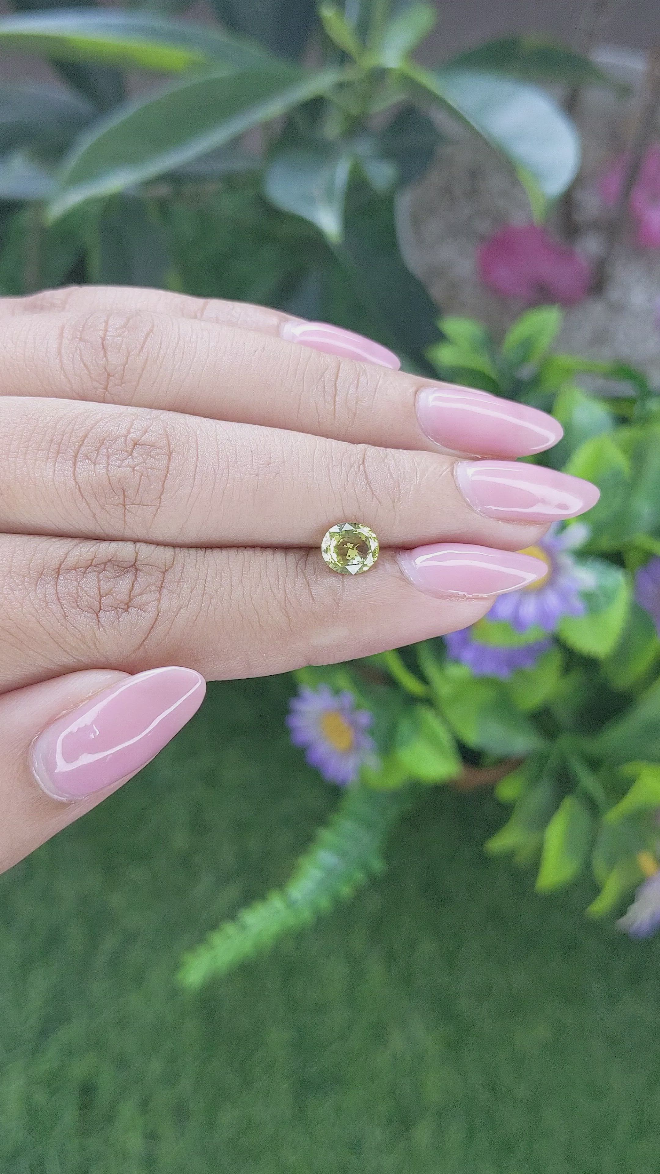 0.96 Ct. Greenish Yellow Sapphire from Tanzania Size Video