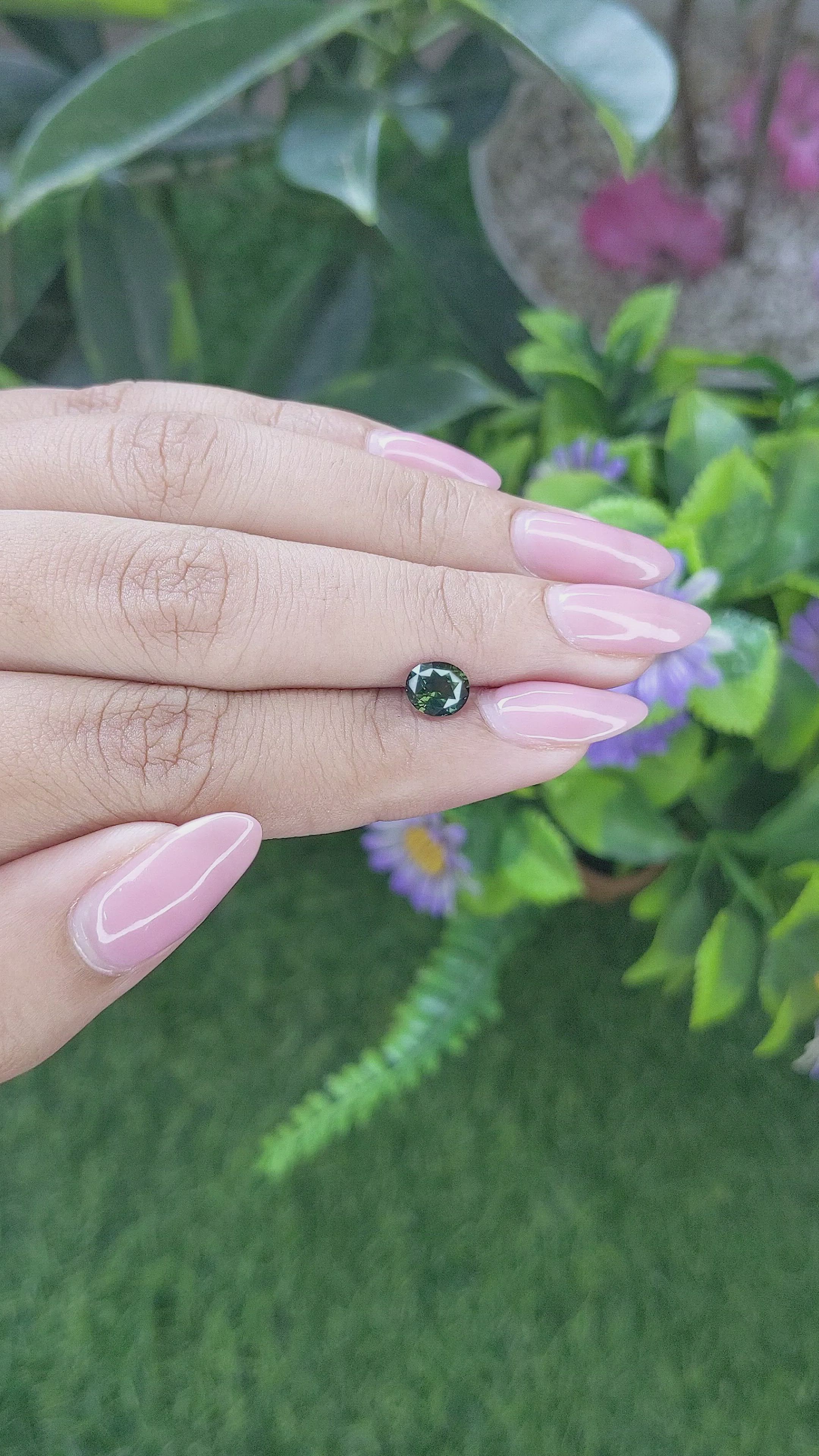 1.00 Ct. Green Sapphire from Tanzania Size Video