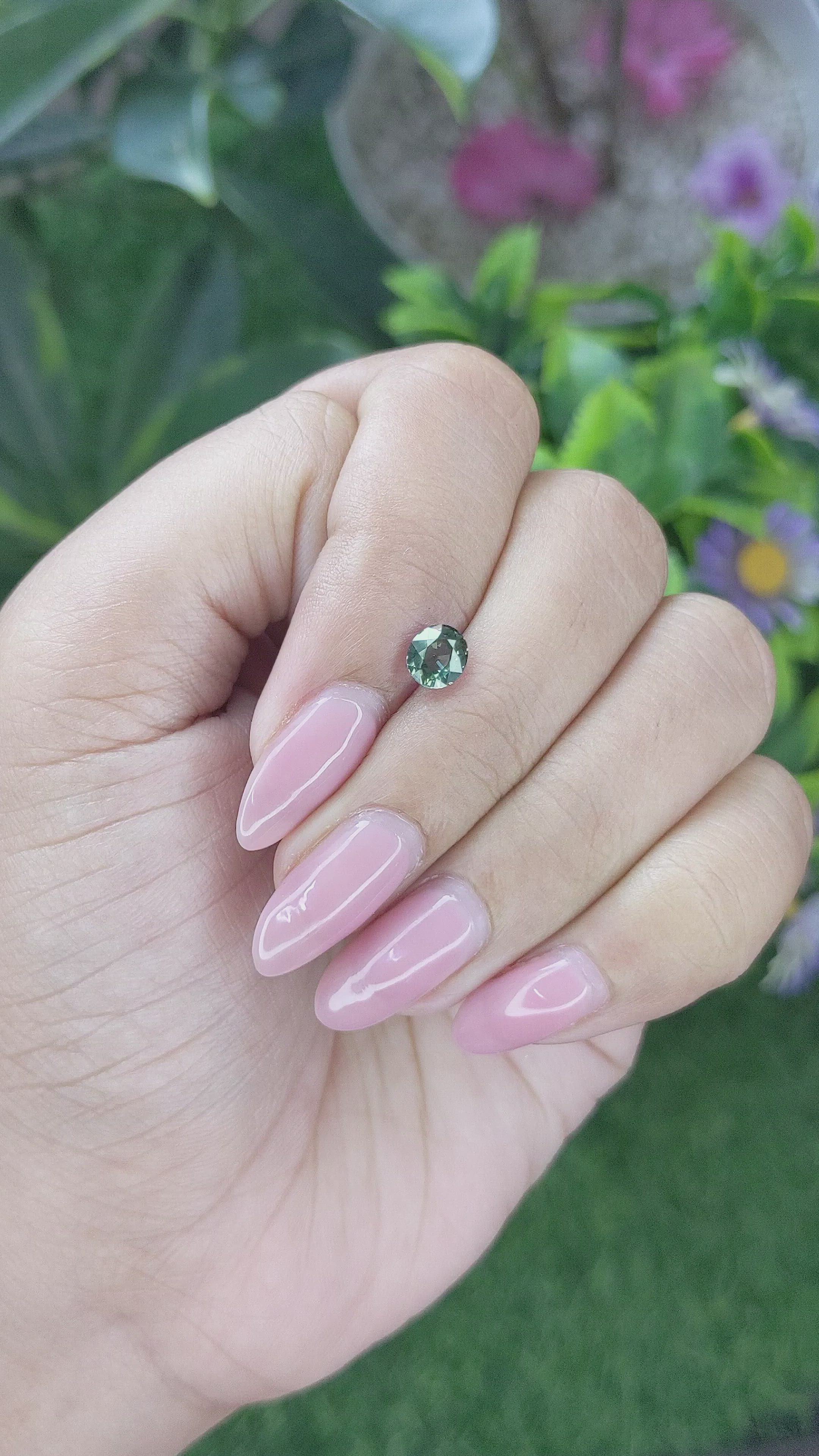 0.83 Ct. Bluish Green Sapphire from Tanzania Size Video